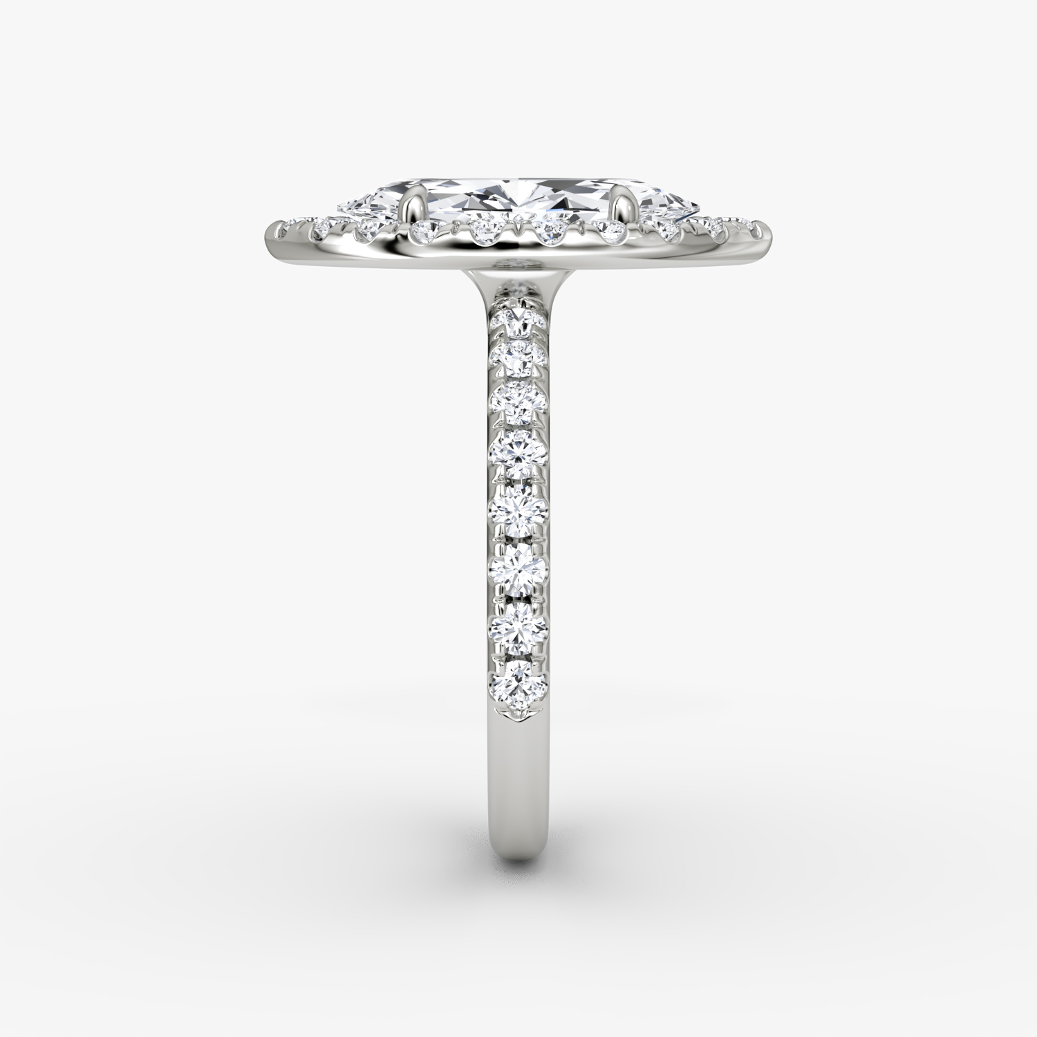 The Halo | Marquise | 18k | White Gold | bandAccent: Pavé | haloSize: large | diamondOrientation: vertical | caratWeight: other