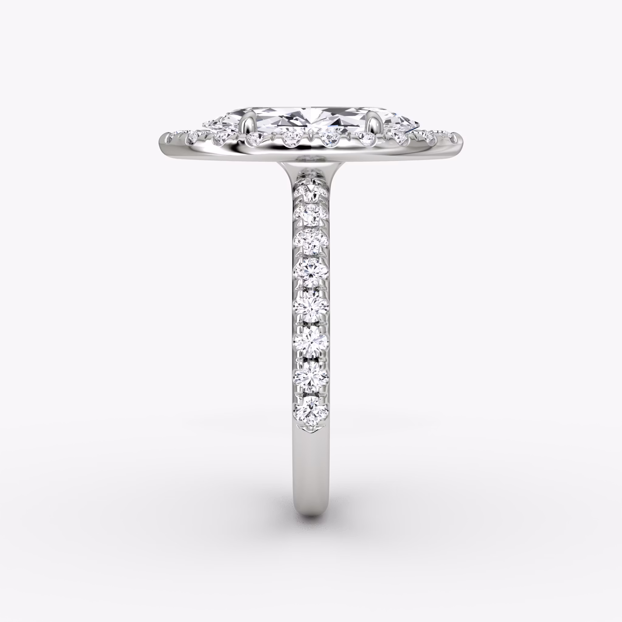 The Halo | Marquise | 18k | White Gold | bandAccent: Pavé | haloSize: large | diamondOrientation: vertical | caratWeight: other