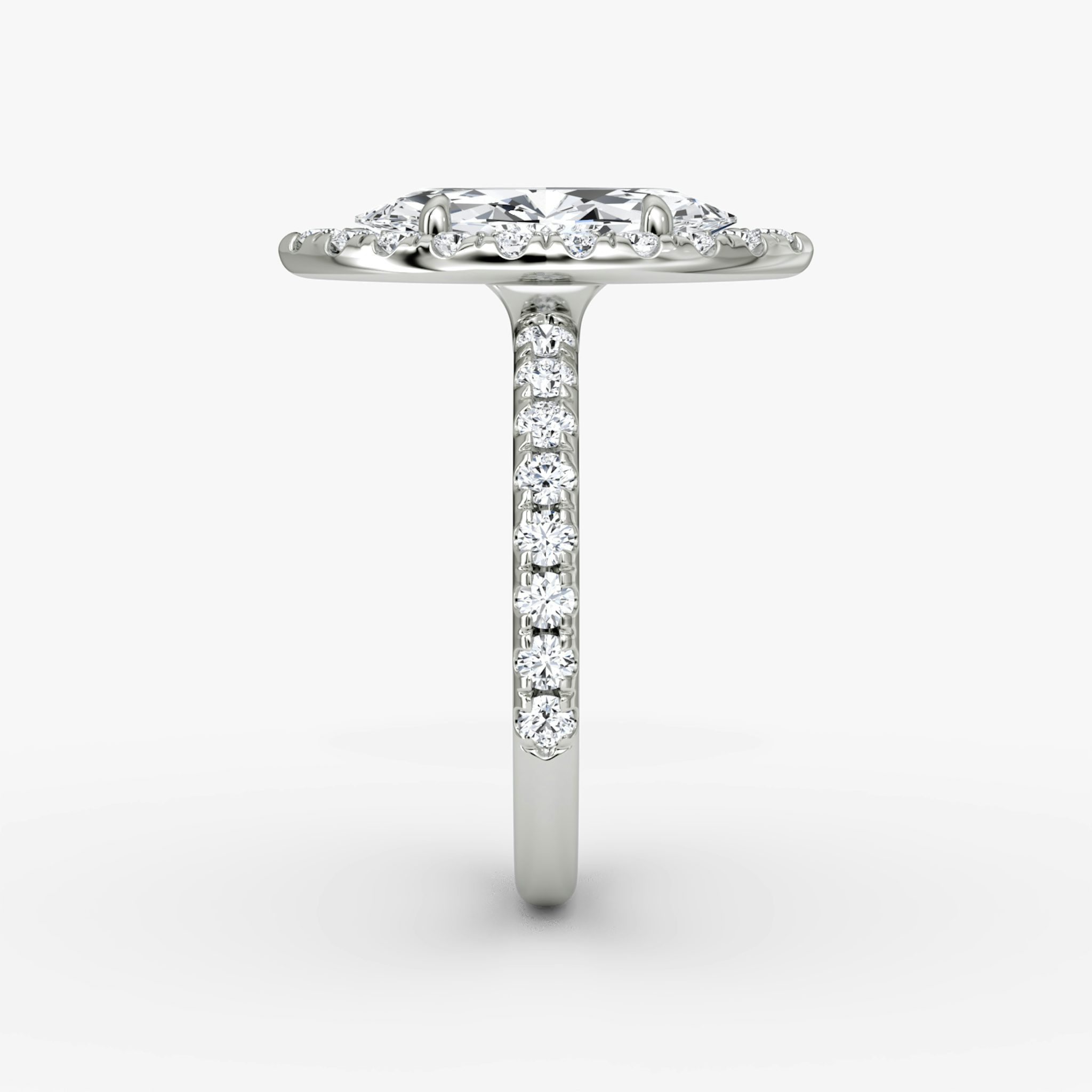 The Halo | Marquise | 18k | White Gold | bandAccent: Pavé | haloSize: large | diamondOrientation: vertical | caratWeight: other
