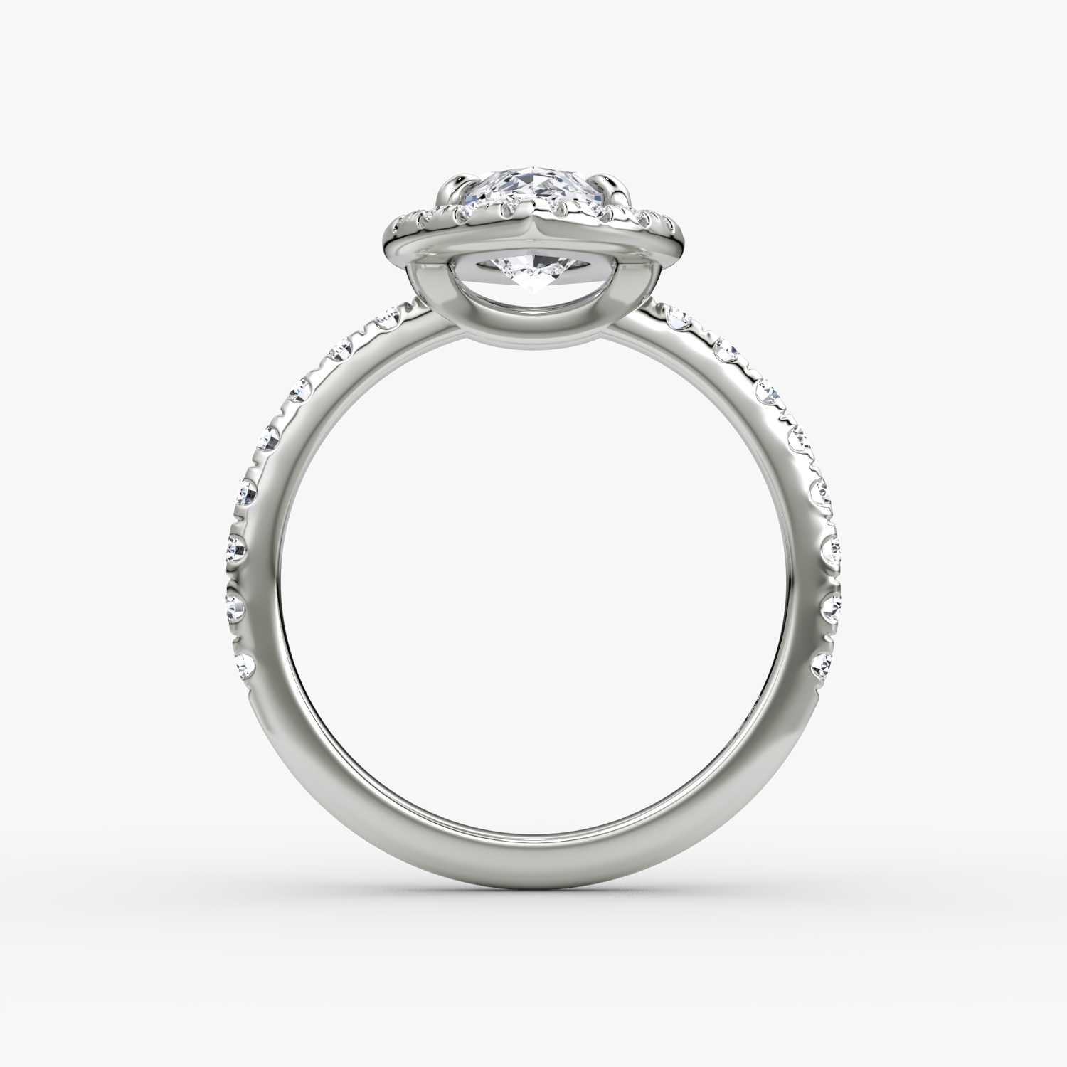 The Halo | Marquise | 18k | White Gold | bandAccent: Pavé | haloSize: large | diamondOrientation: vertical | caratWeight: other