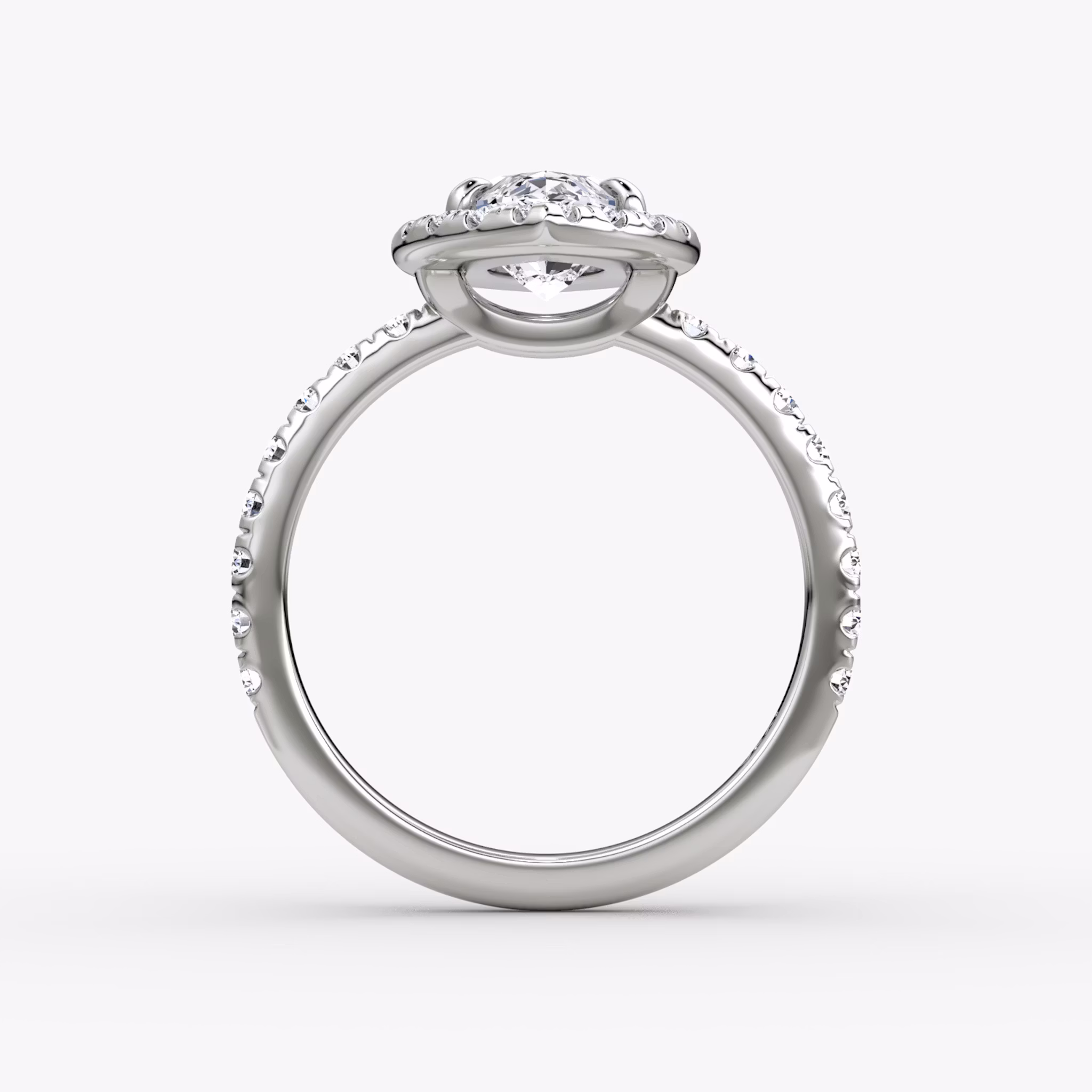 The Halo | Marquise | 18k | White Gold | bandAccent: Pavé | haloSize: large | diamondOrientation: vertical | caratWeight: other