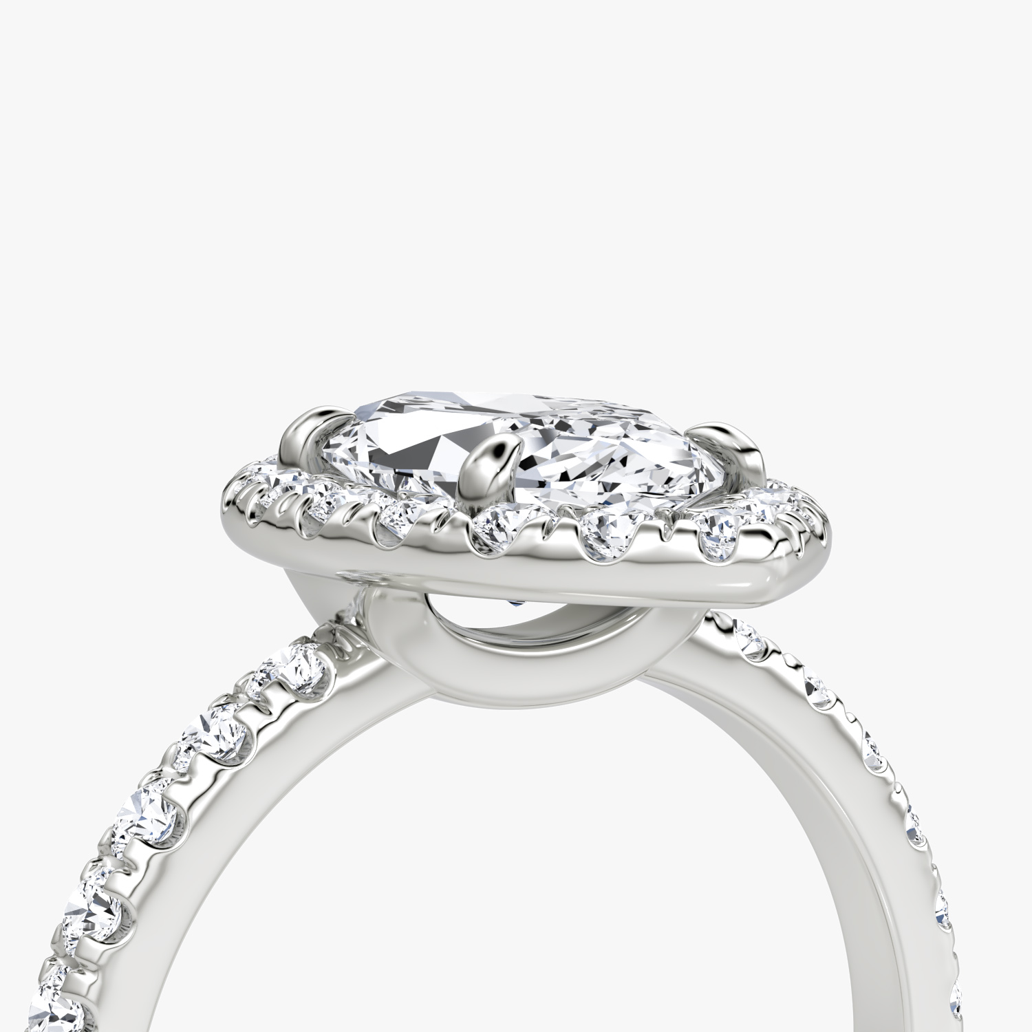The Halo | Marquise | 18k | White Gold | bandAccent: Pavé | haloSize: large | diamondOrientation: vertical | caratWeight: other