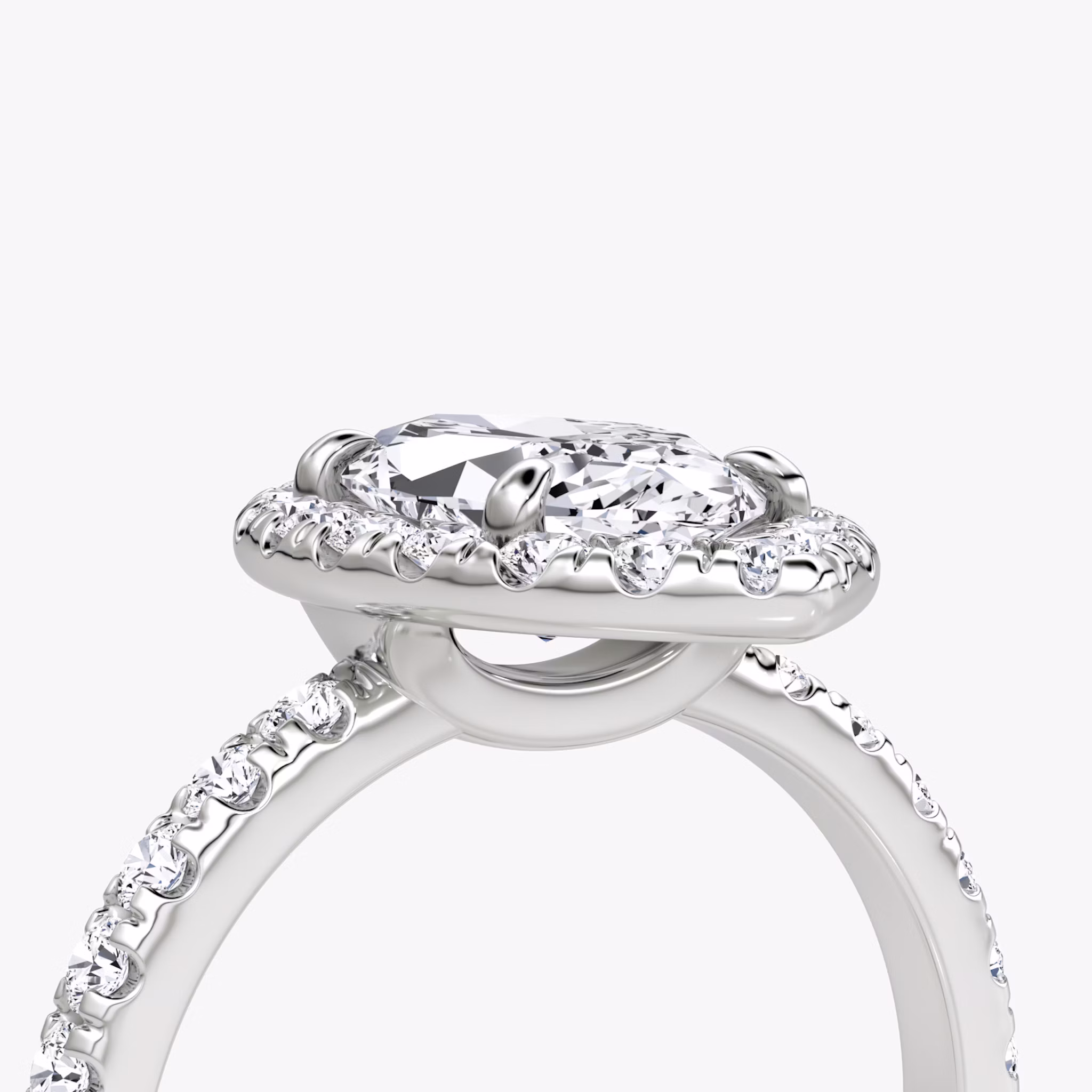 The Halo | Marquise | 18k | White Gold | bandAccent: Pavé | haloSize: large | diamondOrientation: vertical | caratWeight: other