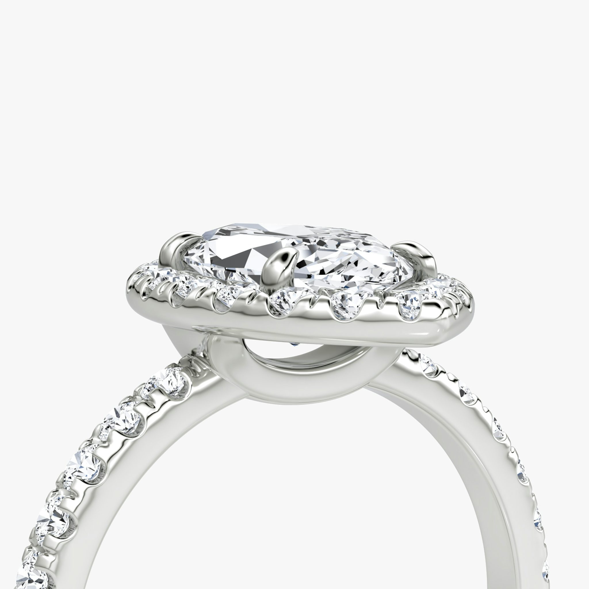 The Halo | Marquise | 18k | White Gold | bandAccent: Pavé | haloSize: large | diamondOrientation: vertical | caratWeight: other