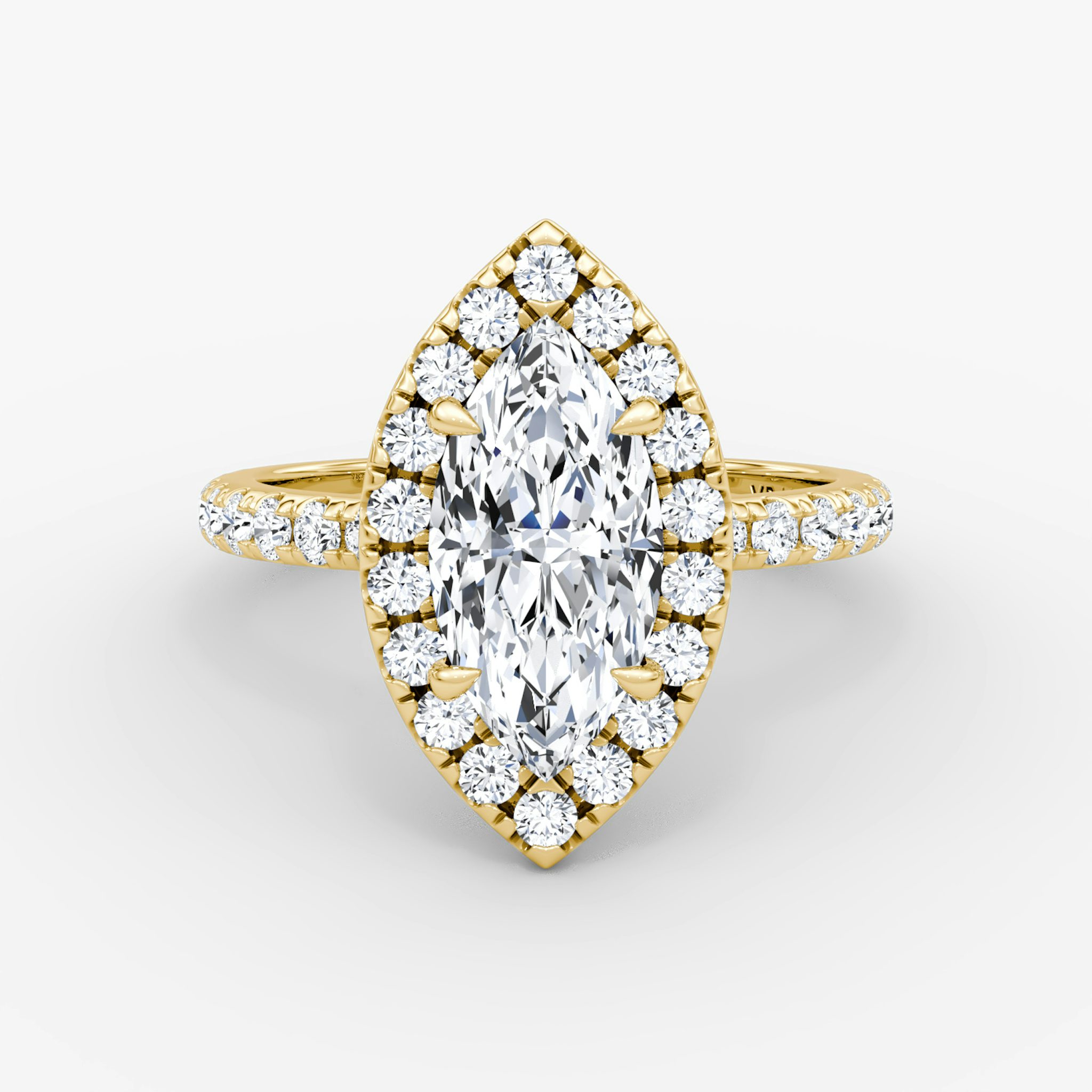 The Halo | Marquise | 18k | Yellow Gold | bandAccent: Pavé | haloSize: large | diamondOrientation: vertical | caratWeight: other