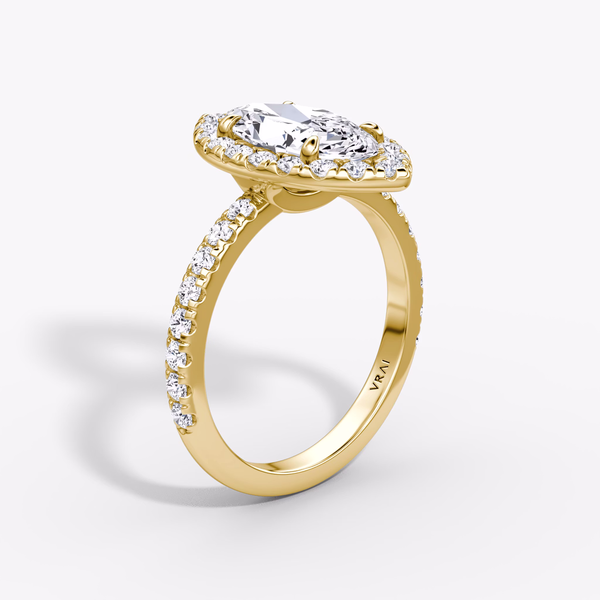 The Halo | Marquise | 18k | Yellow Gold | bandAccent: Pavé | haloSize: large | diamondOrientation: vertical | caratWeight: other