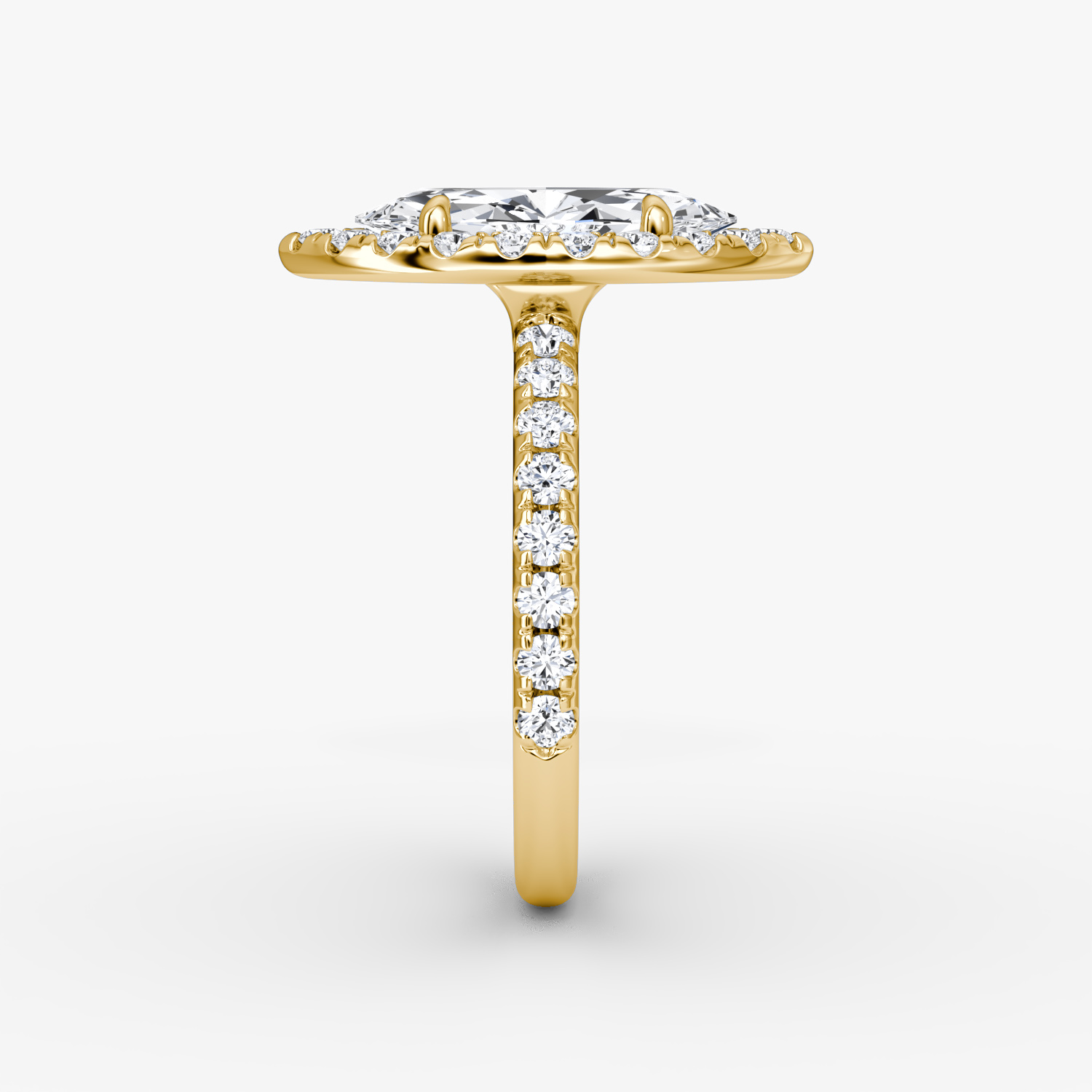 The Halo | Marquise | 18k | Yellow Gold | bandAccent: Pavé | haloSize: large | diamondOrientation: vertical | caratWeight: other