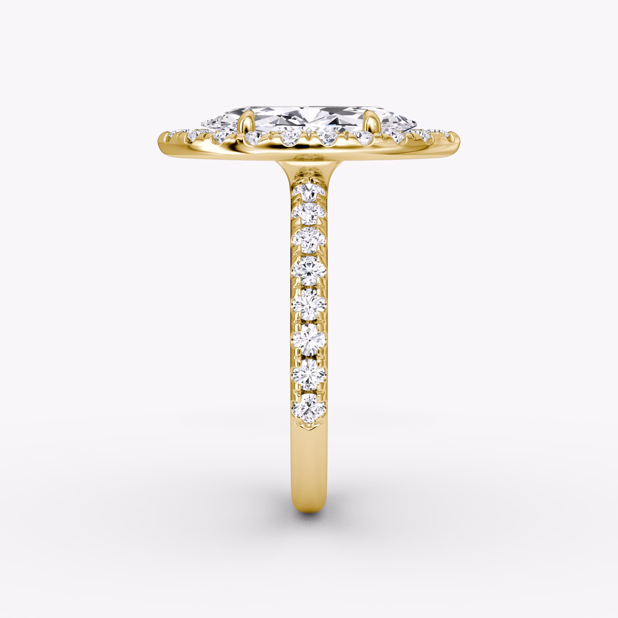 The Halo | Marquise | 18k | Yellow Gold | bandAccent: Pavé | haloSize: large | diamondOrientation: vertical | caratWeight: other