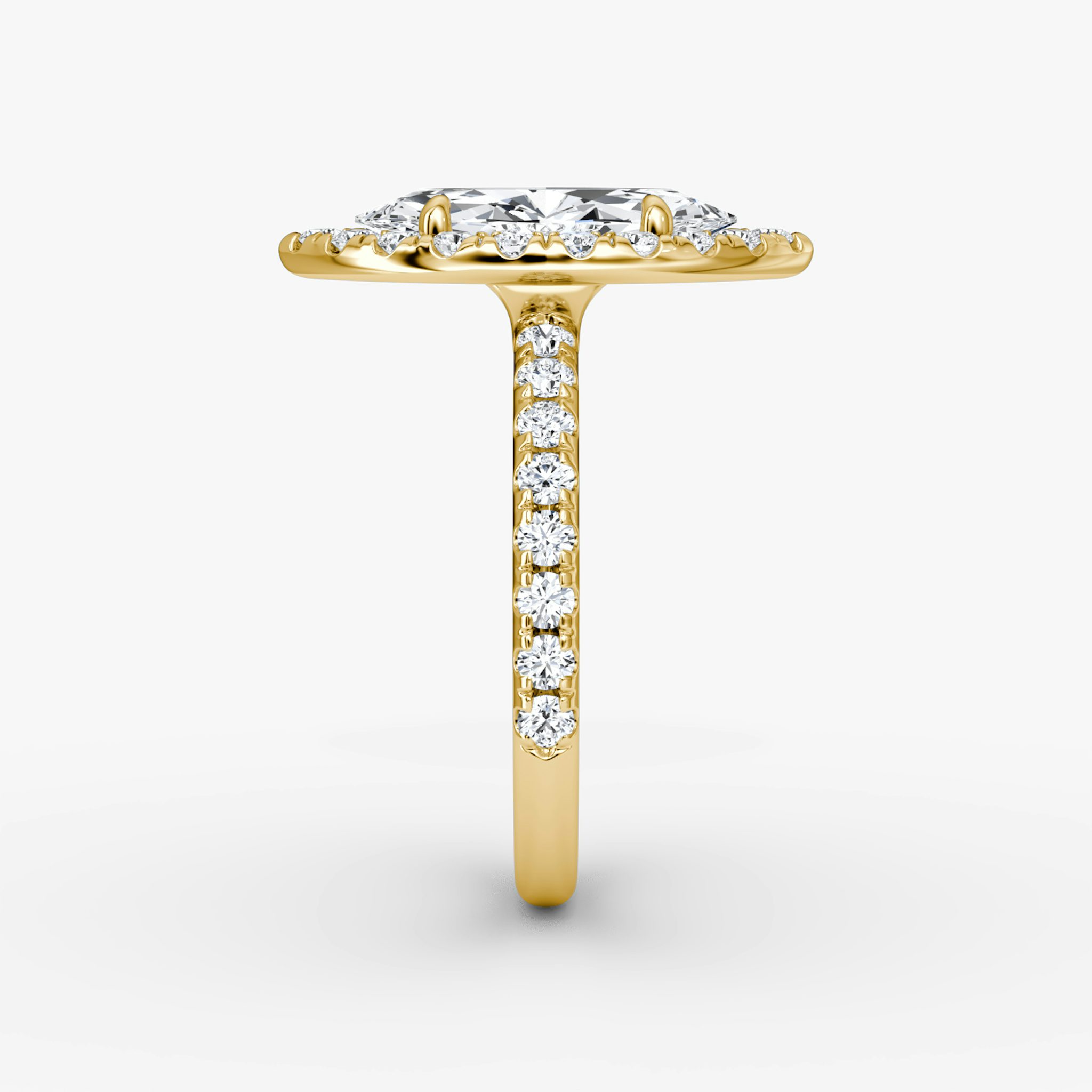 The Halo | Marquise | 18k | Yellow Gold | bandAccent: Pavé | haloSize: large | diamondOrientation: vertical | caratWeight: other