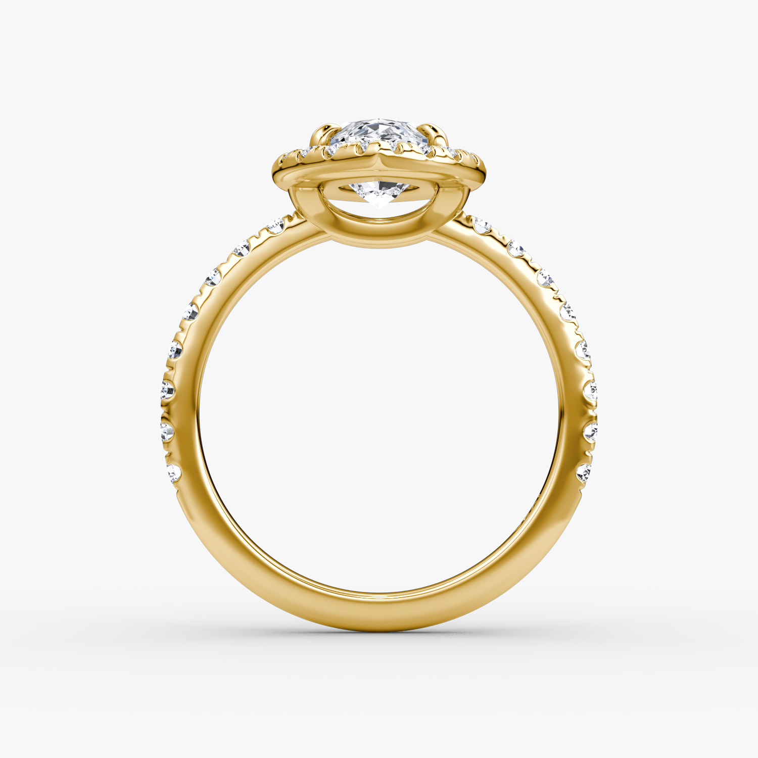 The Halo | Marquise | 18k | Yellow Gold | bandAccent: Pavé | haloSize: large | diamondOrientation: vertical | caratWeight: other