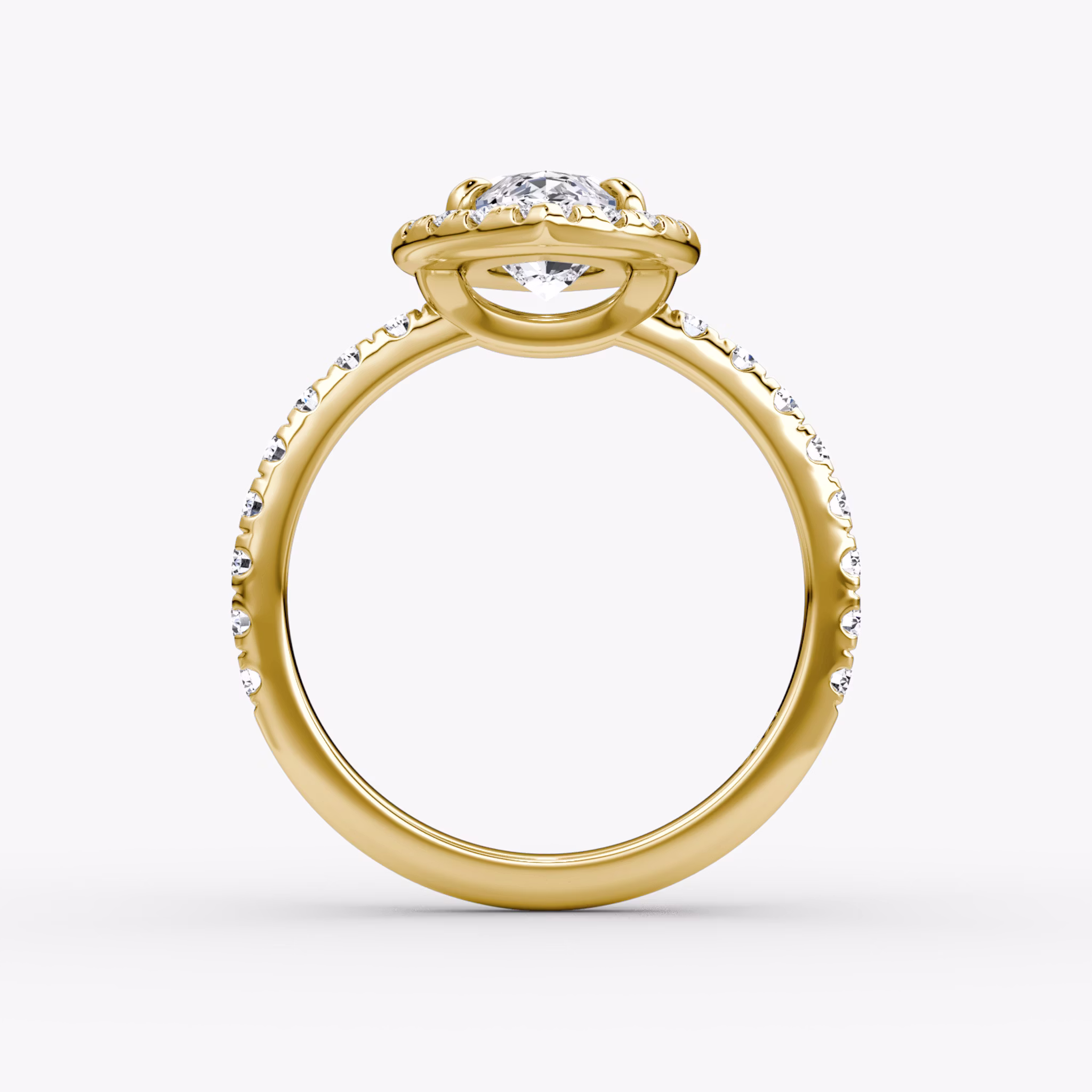 The Halo | Marquise | 18k | Yellow Gold | bandAccent: Pavé | haloSize: large | diamondOrientation: vertical | caratWeight: other