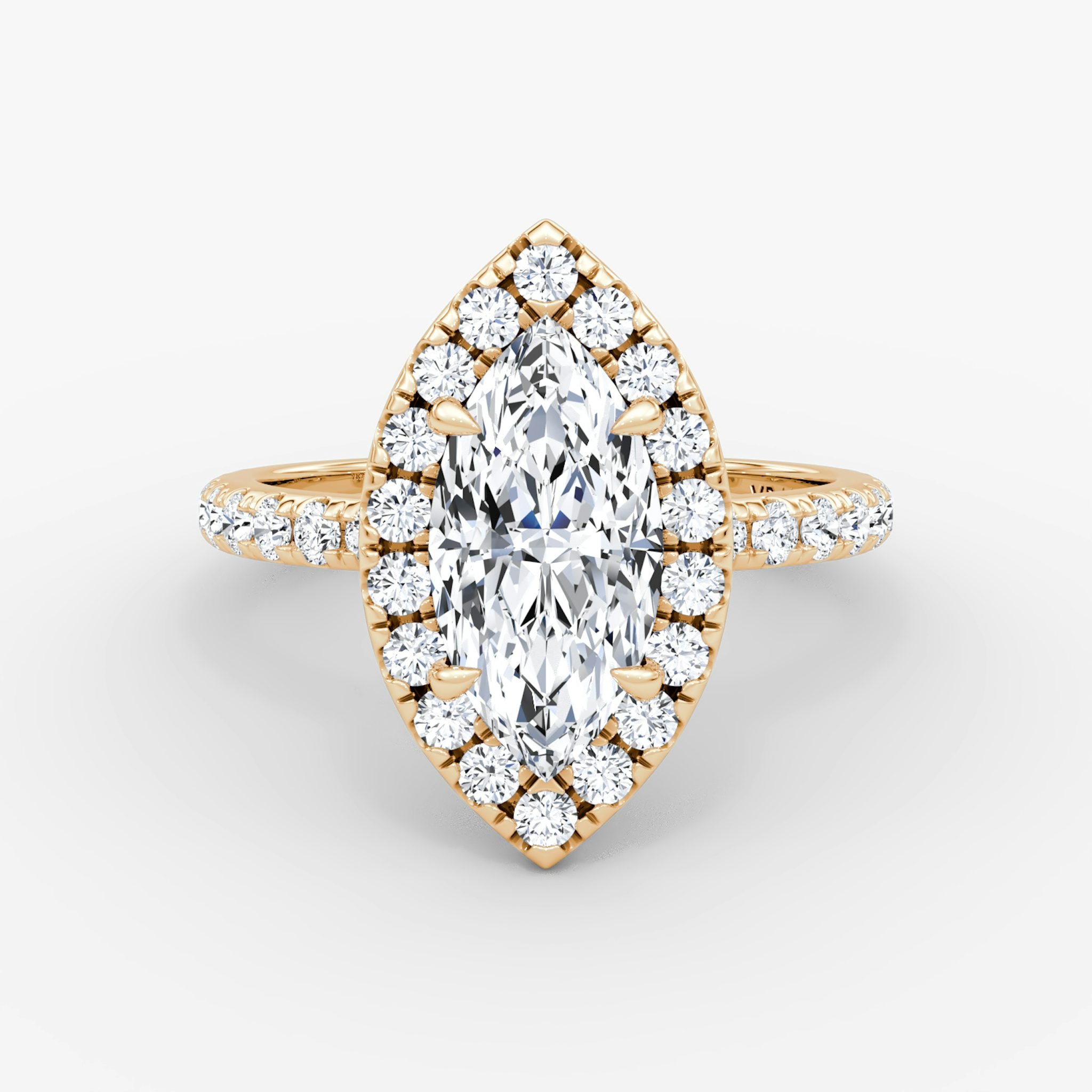 The Halo | Marquise | 14k | Rose Gold | bandAccent: Pavé | haloSize: large | diamondOrientation: vertical | caratWeight: other