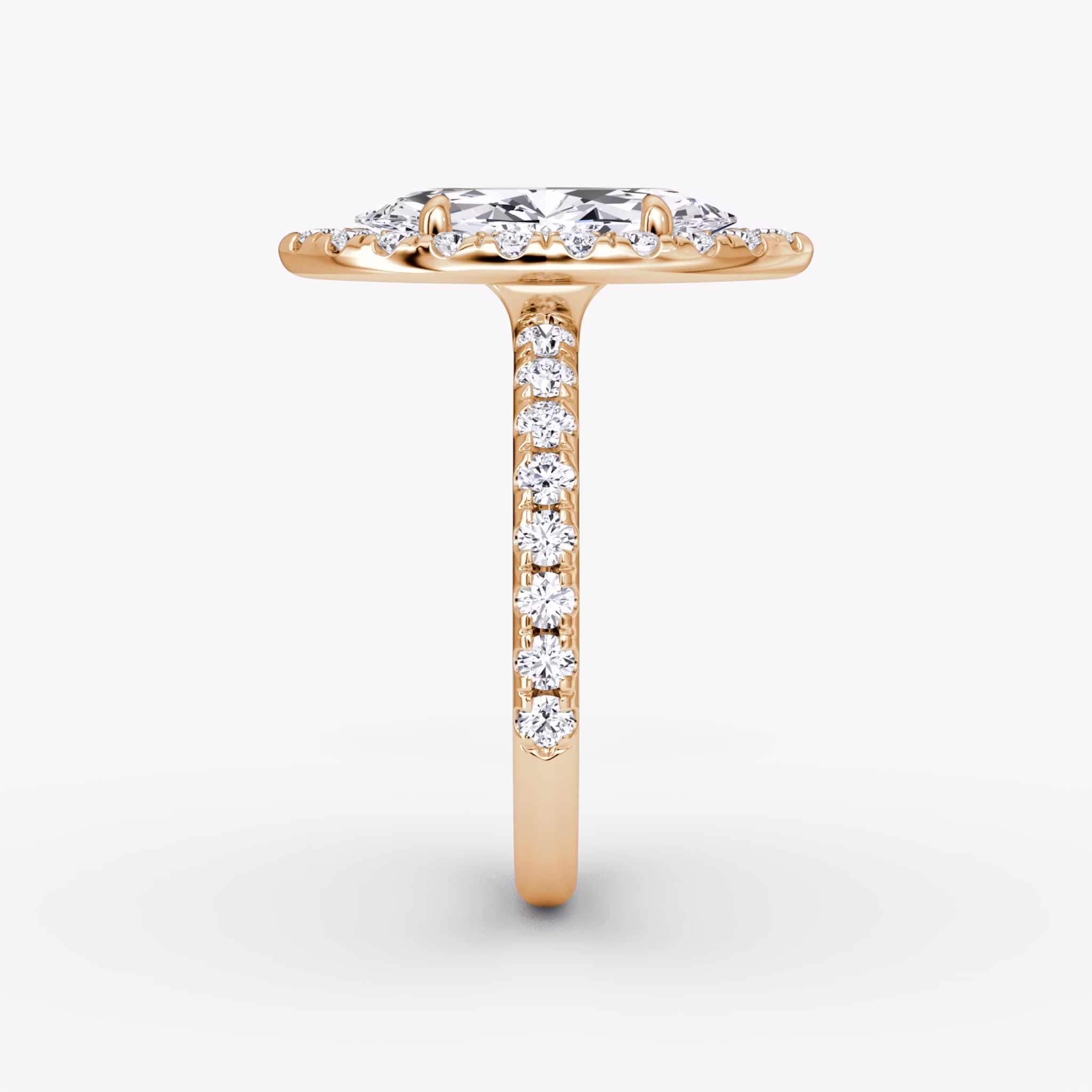 The Halo | Marquise | 14k | Rose Gold | bandAccent: Pavé | haloSize: large | diamondOrientation: vertical | caratWeight: other