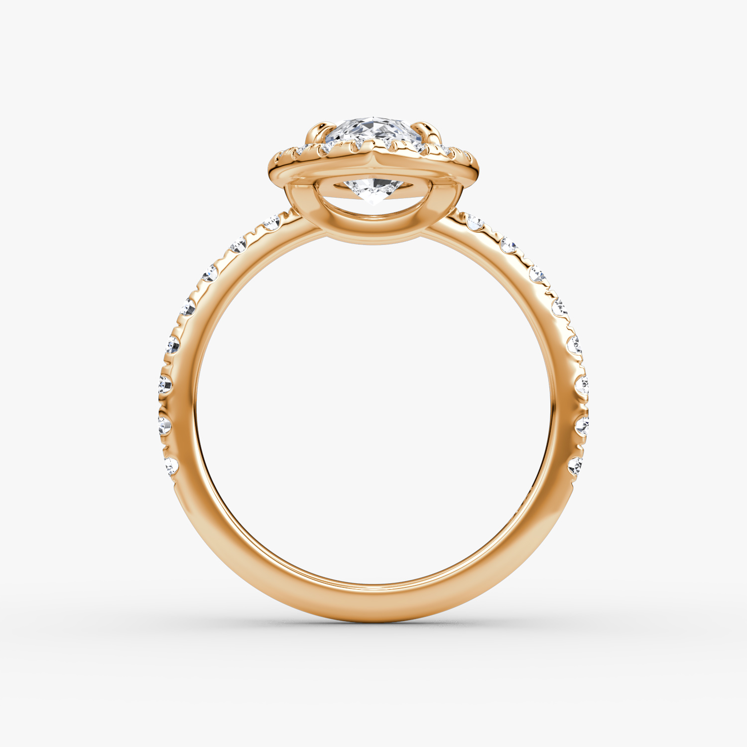 The Halo | Marquise | 14k | Rose Gold | bandAccent: Pavé | haloSize: large | diamondOrientation: vertical | caratWeight: other