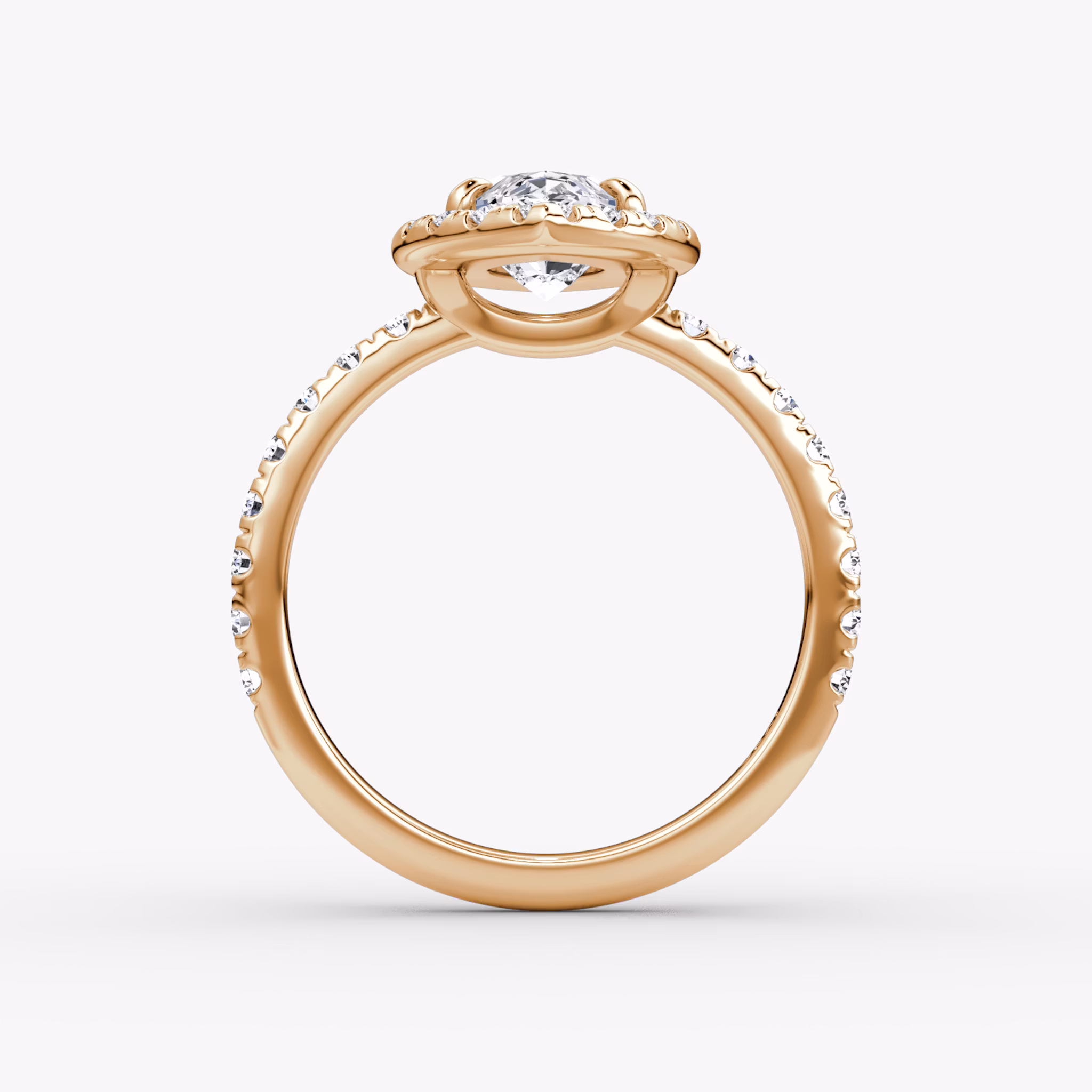 The Halo | Marquise | 14k | Rose Gold | bandAccent: Pavé | haloSize: large | diamondOrientation: vertical | caratWeight: other