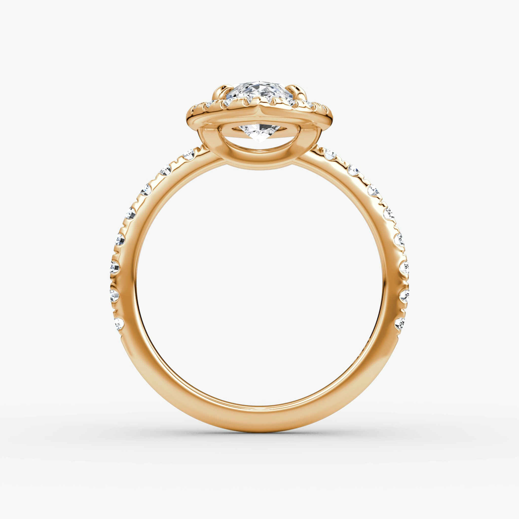 The Halo | Marquise | 14k | Rose Gold | bandAccent: Pavé | haloSize: large | diamondOrientation: vertical | caratWeight: other