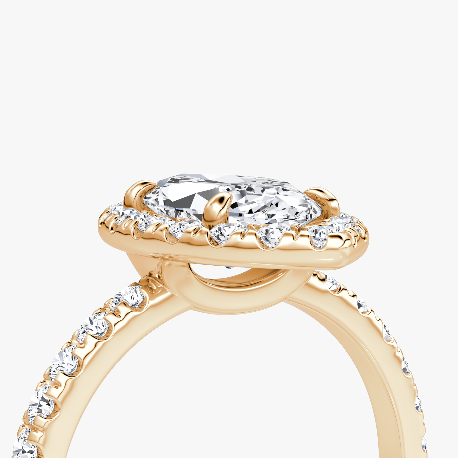 The Halo | Marquise | 14k | Rose Gold | bandAccent: Pavé | haloSize: large | diamondOrientation: vertical | caratWeight: other