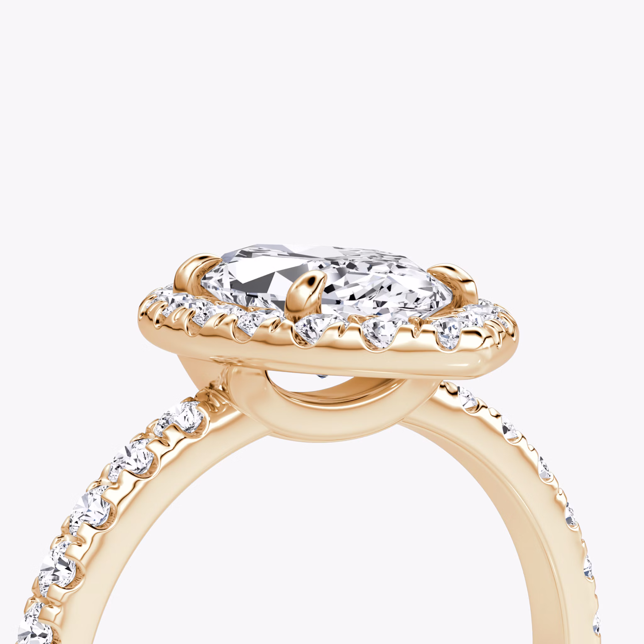 The Halo | Marquise | 14k | Rose Gold | bandAccent: Pavé | haloSize: large | diamondOrientation: vertical | caratWeight: other