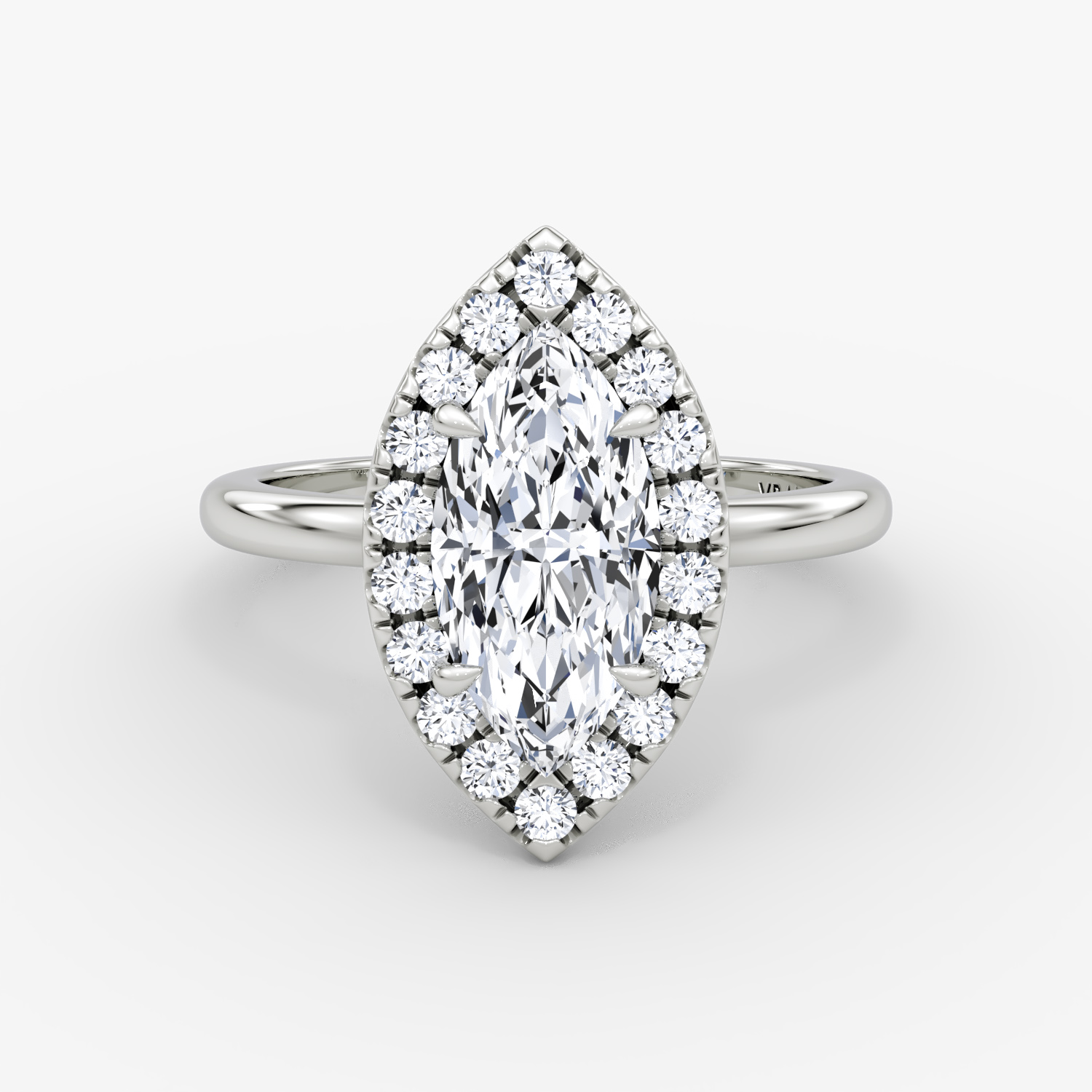 Halo | Marquise | 18k | Weißgold | bandAccent: Ohne Pavé-Besatz | haloSize: large | diamondOrientation: vertical | caratWeight: other