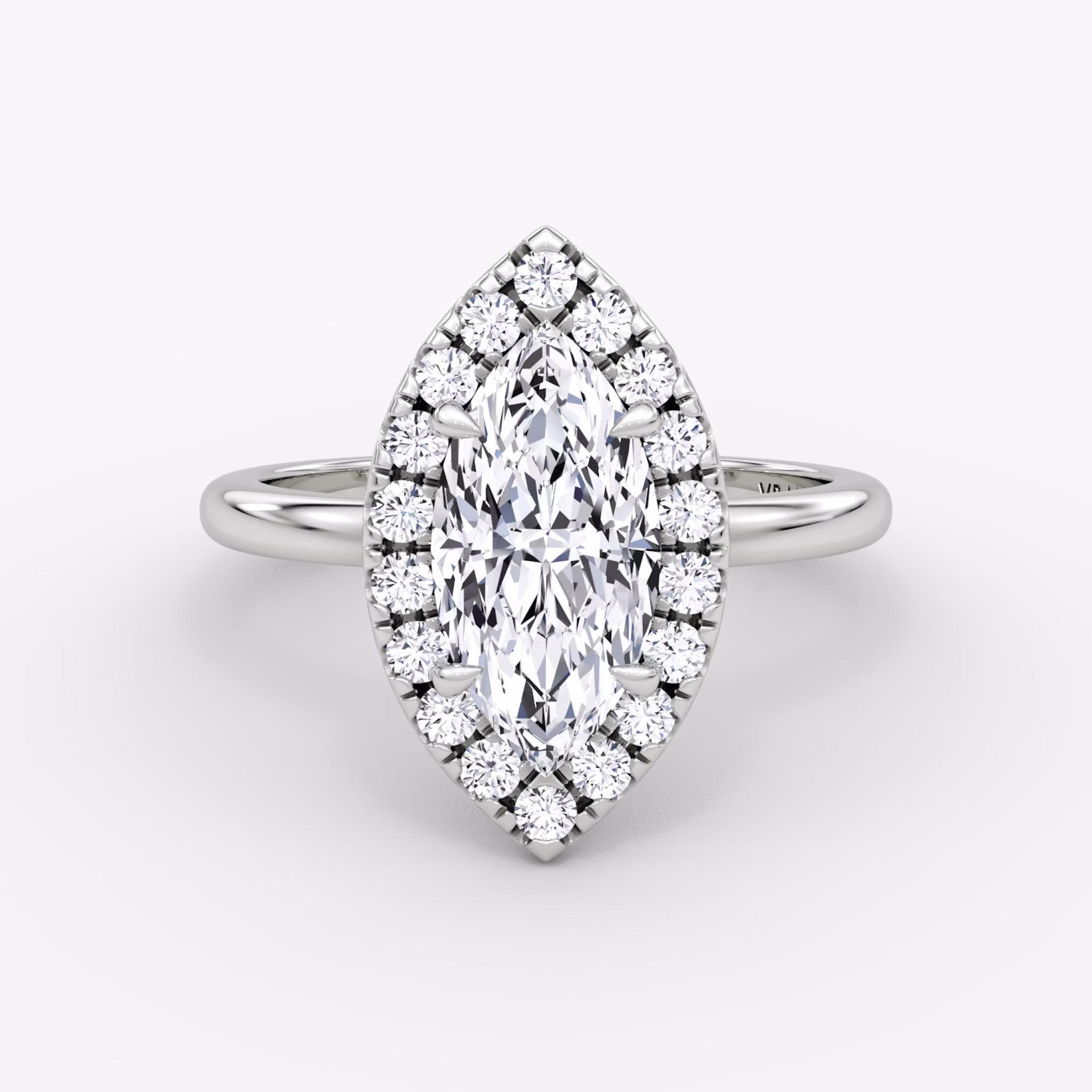 Halo | Marquise | 18k | Weißgold | bandAccent: Ohne Pavé-Besatz | haloSize: large | diamondOrientation: vertical | caratWeight: other