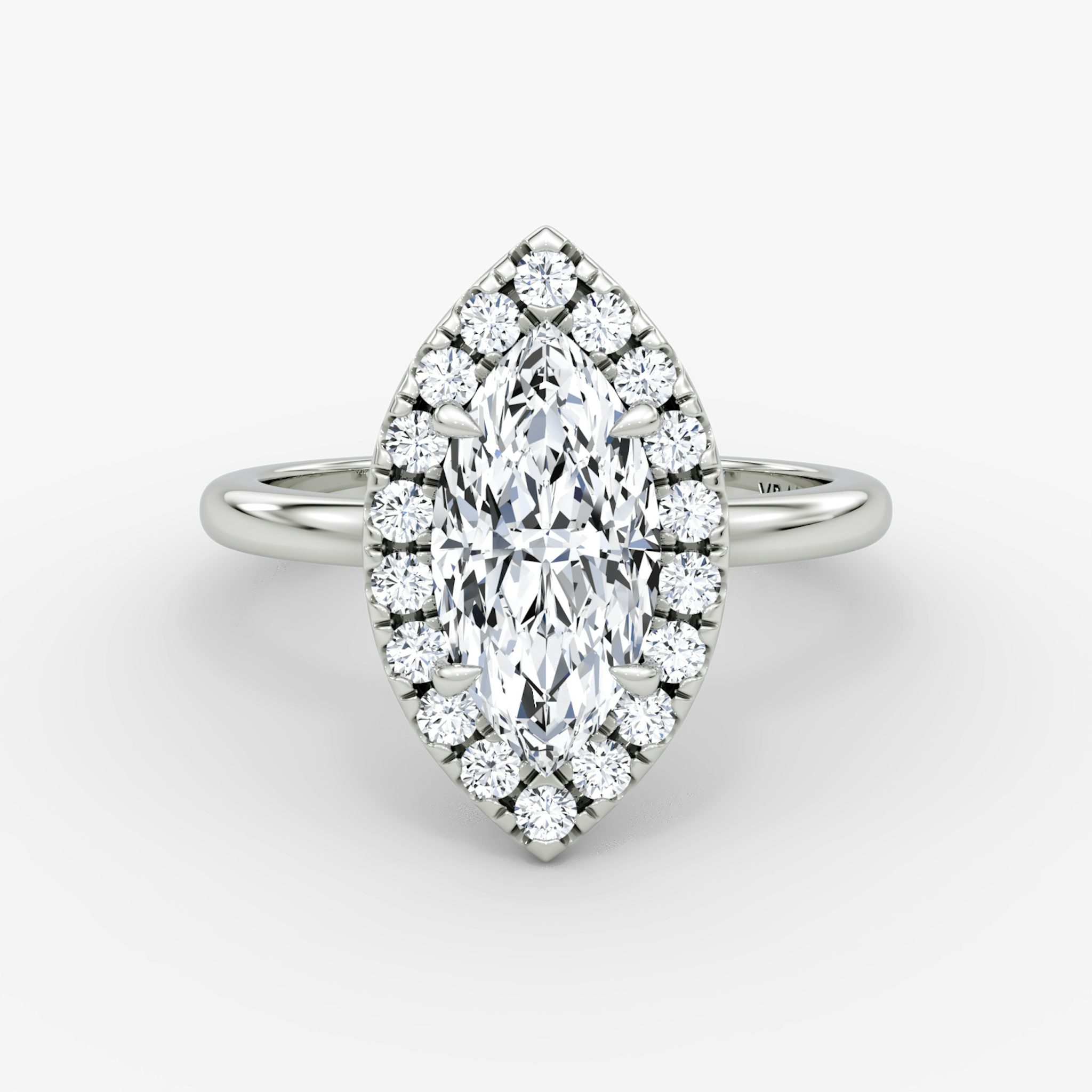 Halo | Marquise | 18k | Weißgold | bandAccent: Ohne Pavé-Besatz | haloSize: large | diamondOrientation: vertical | caratWeight: other