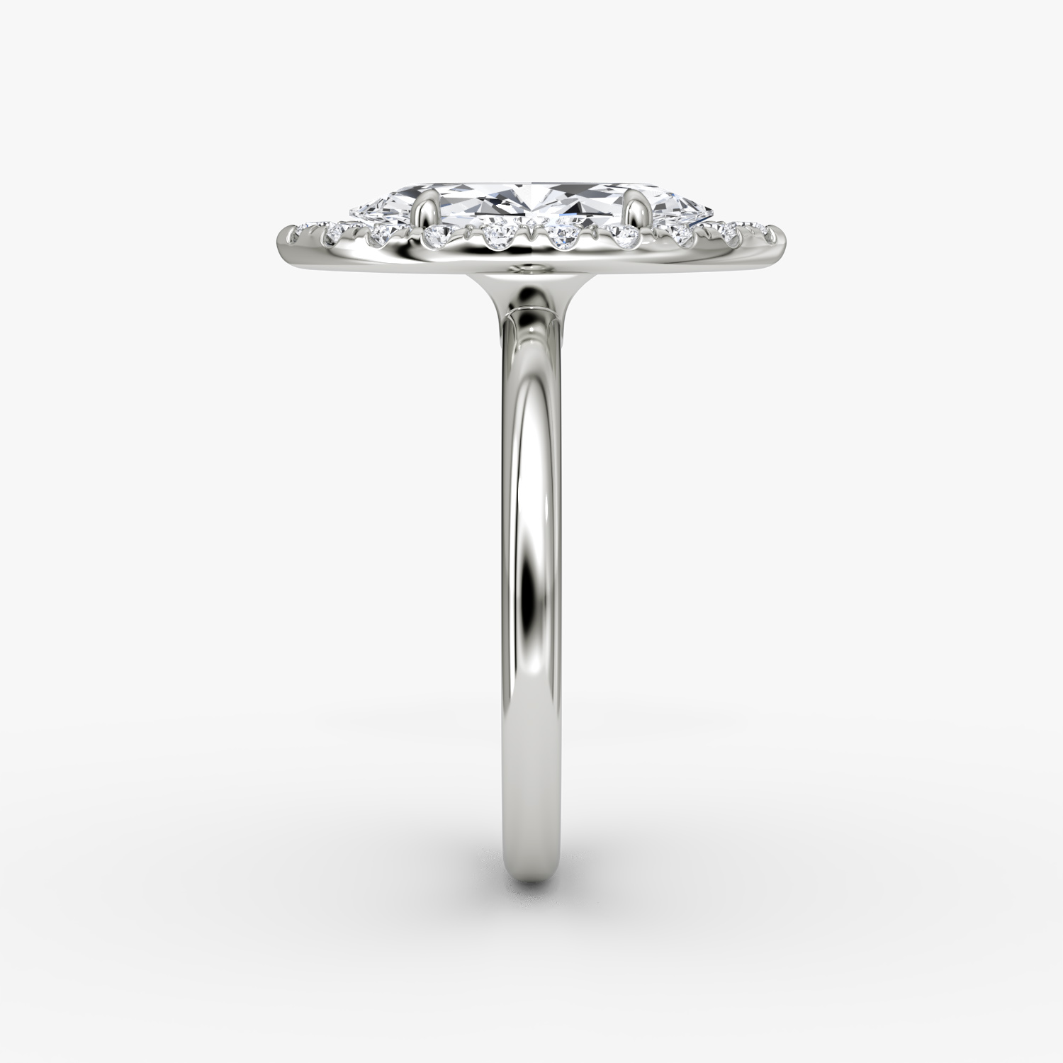 Halo | Marquise | 18k | Weißgold | bandAccent: Ohne Pavé-Besatz | haloSize: large | diamondOrientation: vertical | caratWeight: other