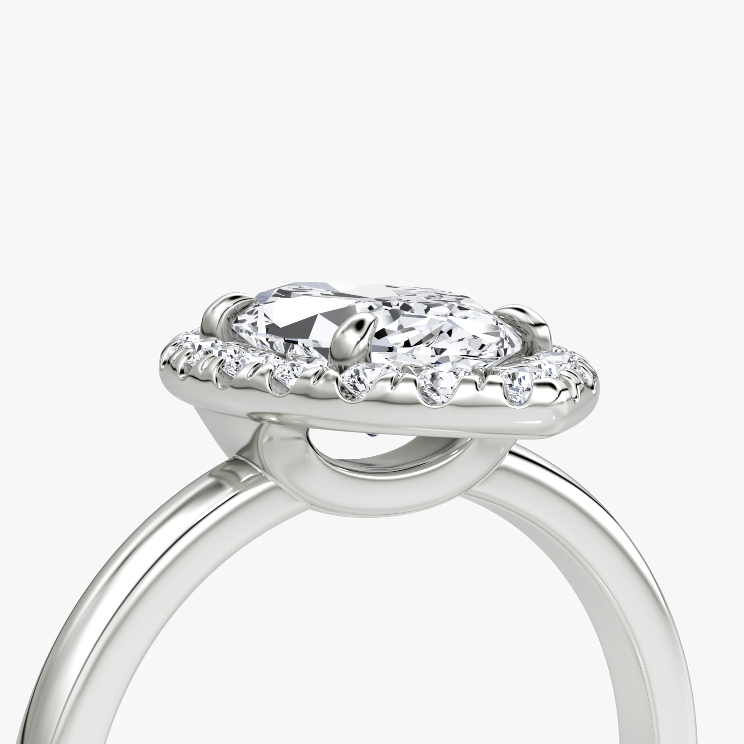 Halo | Marquise | 18k | Weißgold | bandAccent: Ohne Pavé-Besatz | haloSize: large | diamondOrientation: vertical | caratWeight: other