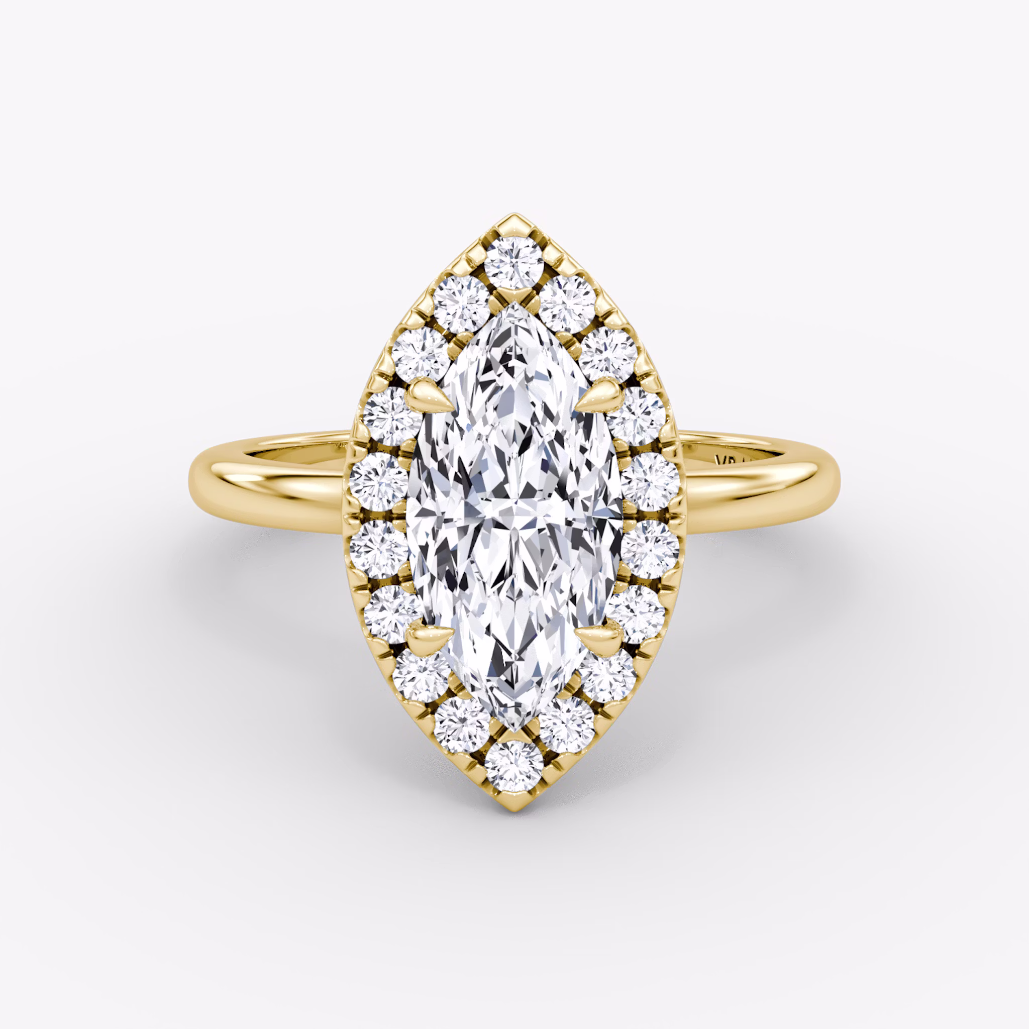 The Halo | Marquise | 18k | Yellow Gold | bandAccent: Plain | haloSize: large | diamondOrientation: vertical | caratWeight: other