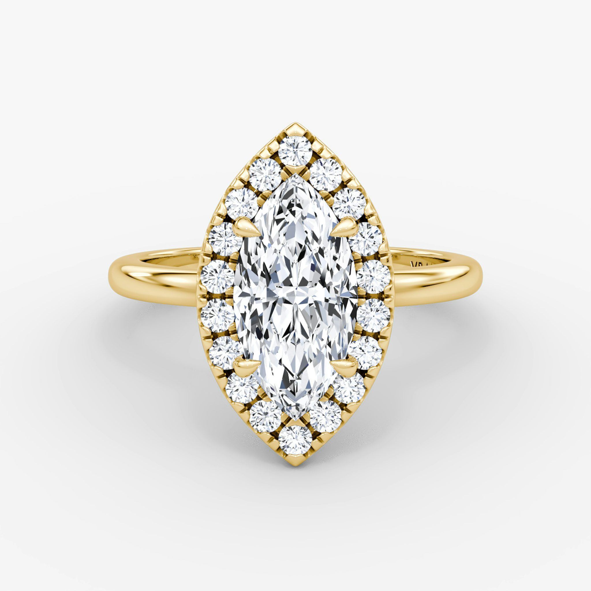The Halo | Marquise | 18k | Yellow Gold | bandAccent: Plain | haloSize: large | diamondOrientation: vertical | caratWeight: other