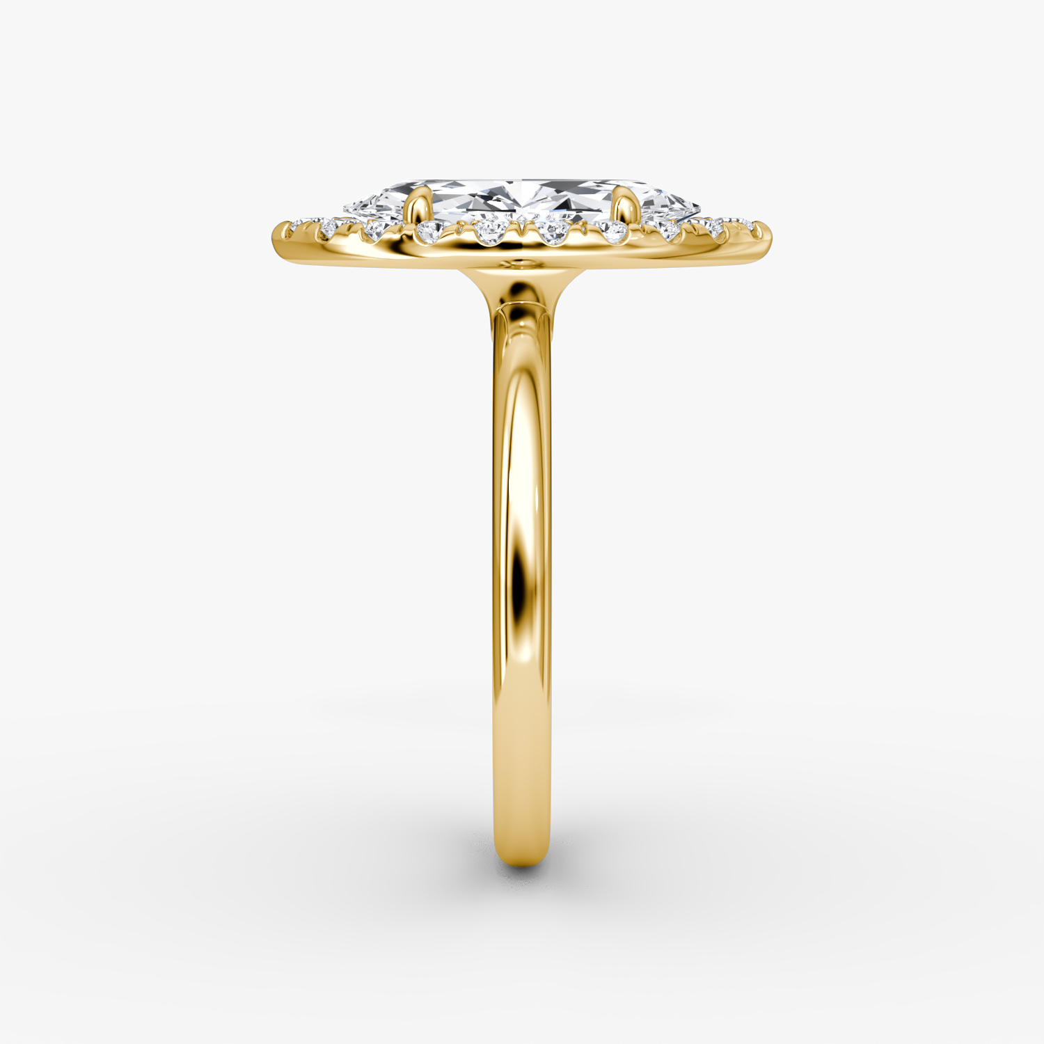 The Halo | Marquise | 18k | Yellow Gold | bandAccent: Plain | haloSize: large | diamondOrientation: vertical | caratWeight: other