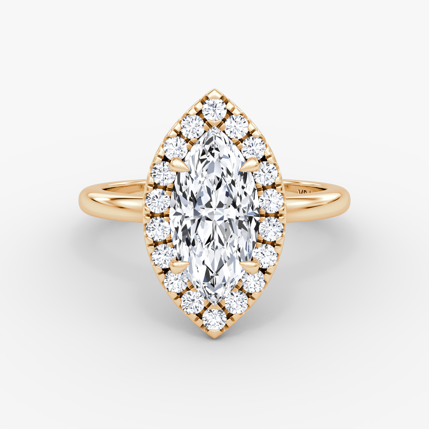 The Halo | Marquise | 14k | Rose Gold | bandAccent: Plain | haloSize: large | diamondOrientation: vertical | caratWeight: other