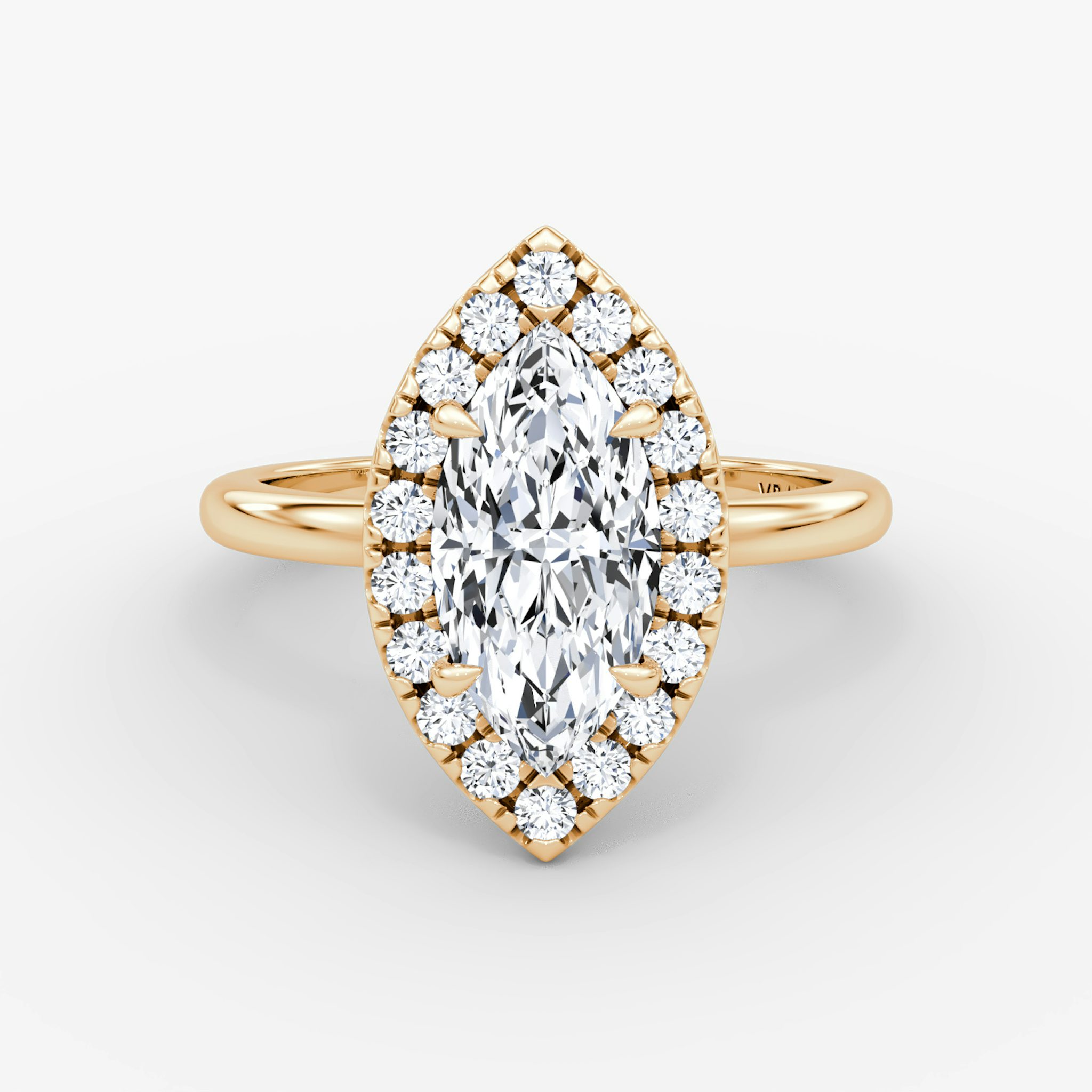 The Halo | Marquise | 14k | Rose Gold | bandAccent: Plain | haloSize: large | diamondOrientation: vertical | caratWeight: other