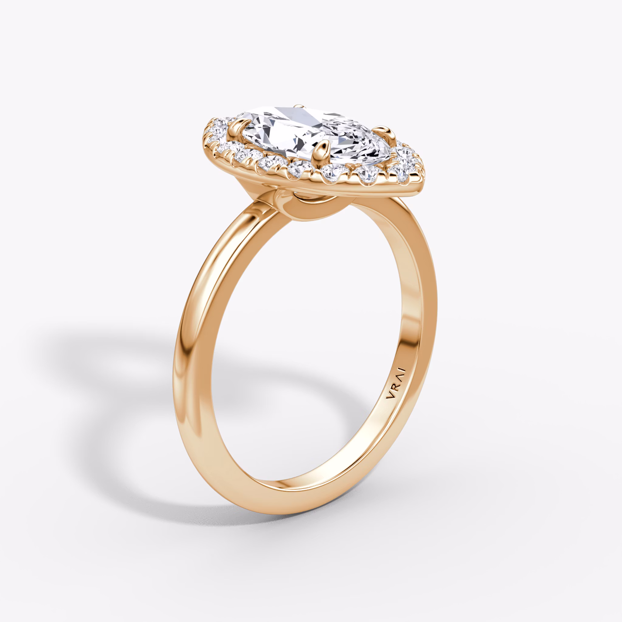 The Halo | Marquise | 14k | Rose Gold | bandAccent: Plain | haloSize: large | diamondOrientation: vertical | caratWeight: other
