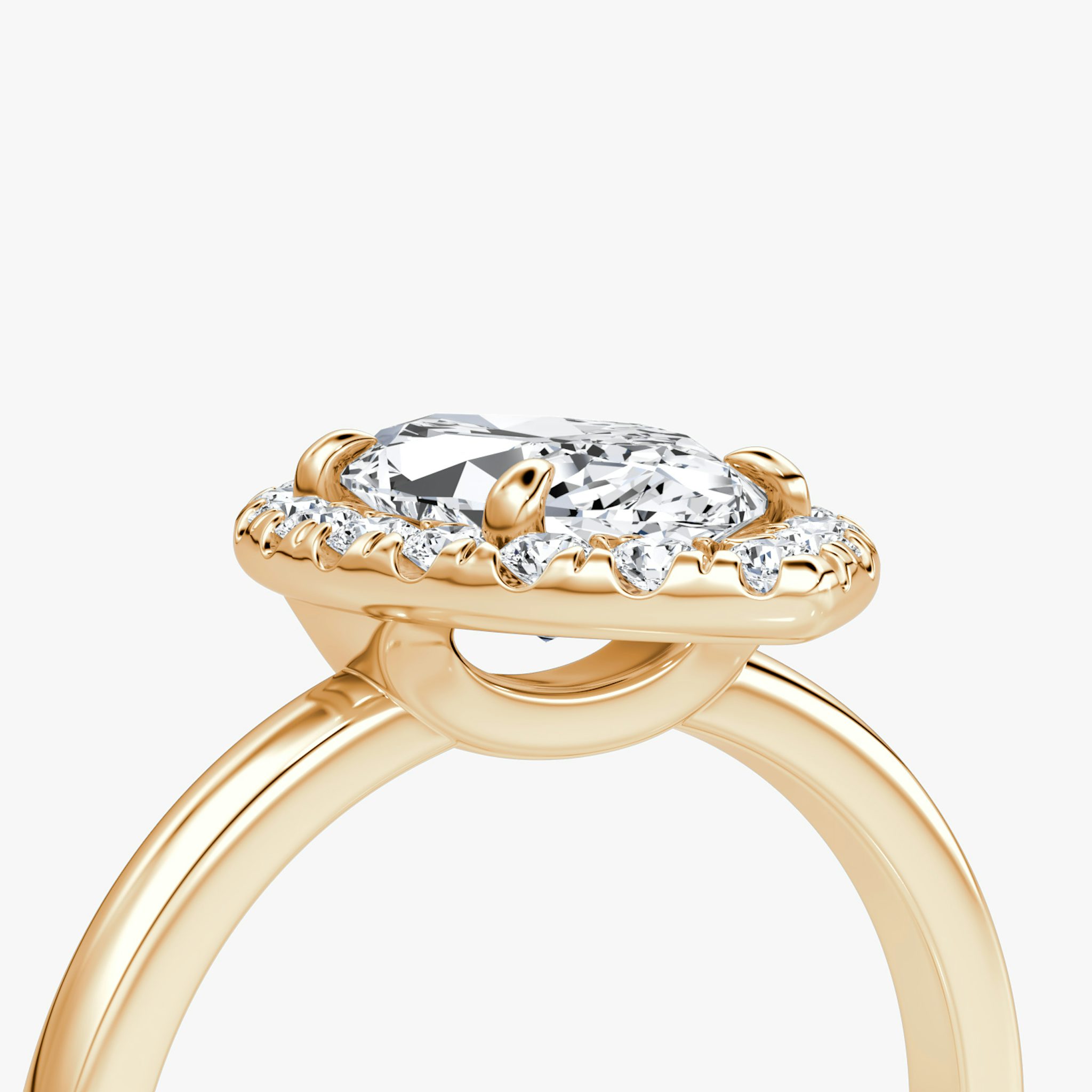 The Halo | Marquise | 14k | Rose Gold | bandAccent: Plain | haloSize: large | diamondOrientation: vertical | caratWeight: other