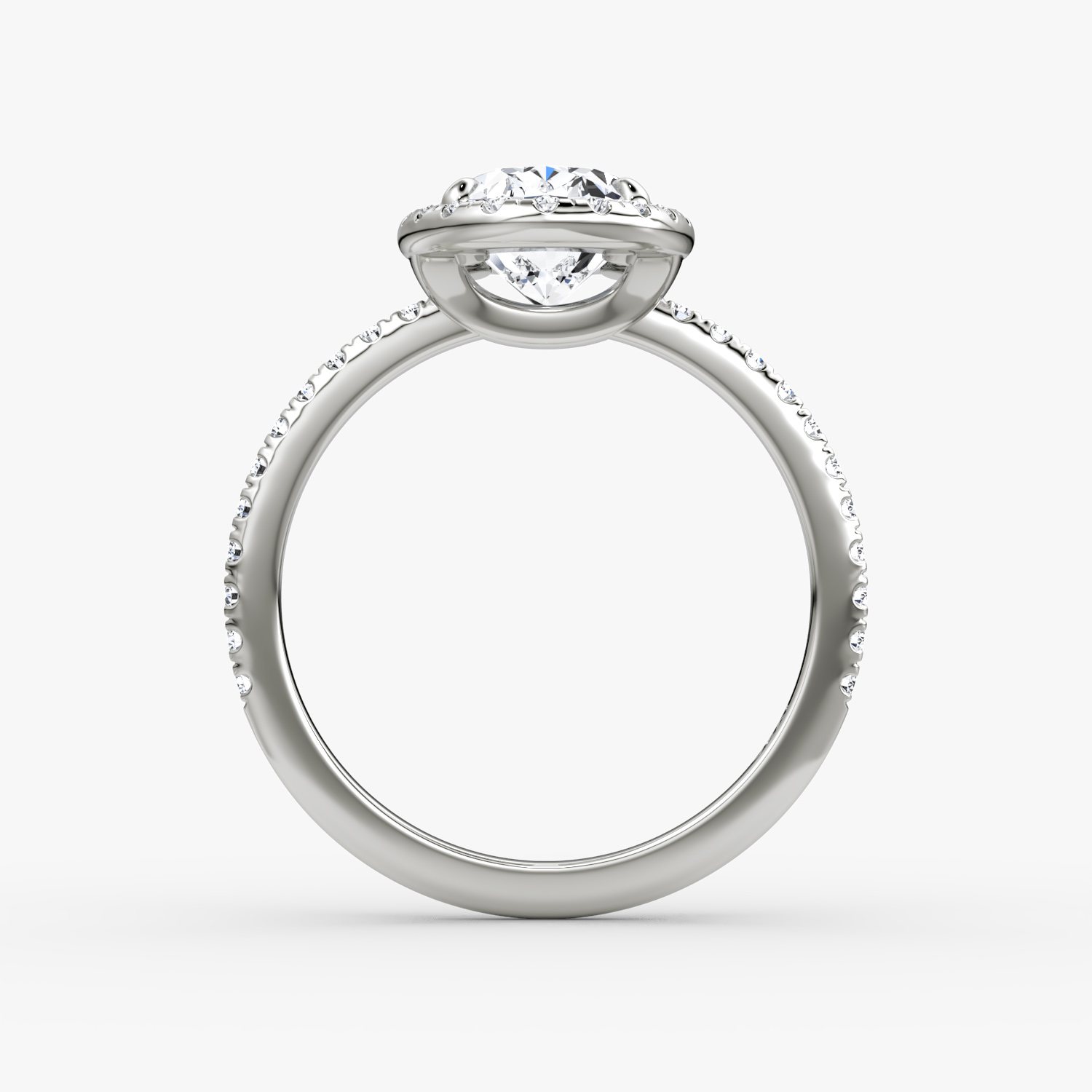 The Halo | Oval | 18k | White Gold | bandAccent: Pavé | haloSize: original | diamondOrientation: vertical | caratWeight: other