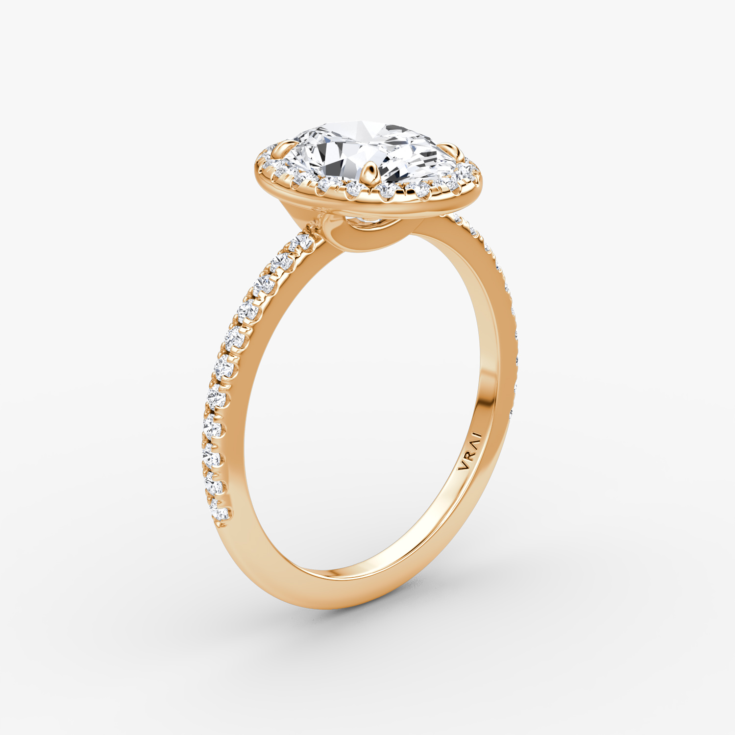 The Halo | Oval | 14k | Rose Gold | bandAccent: Pavé | haloSize: original | diamondOrientation: vertical | caratWeight: other
