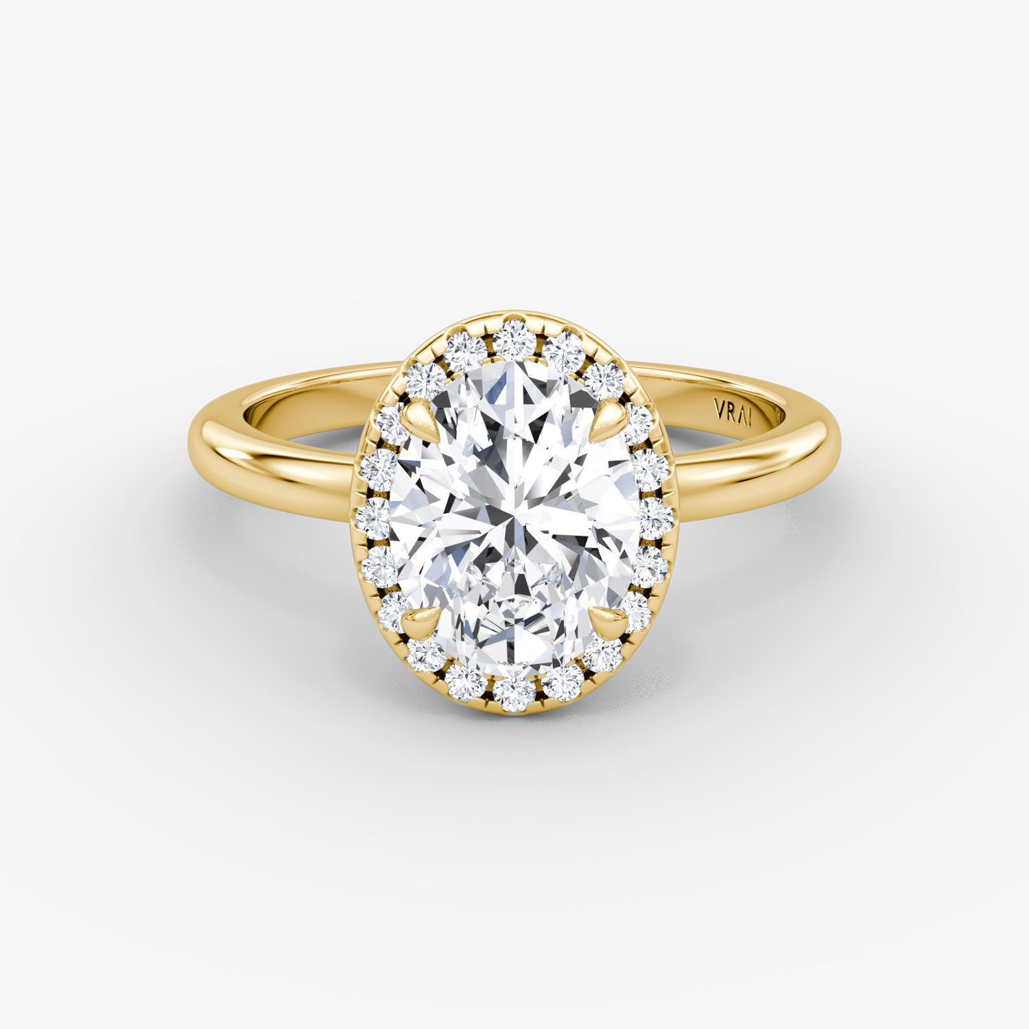 Halo | Oval | 18k | Gelbgold | bandAccent: Ohne Pavé-Besatz | haloSize: original | diamondOrientation: vertical | caratWeight: other