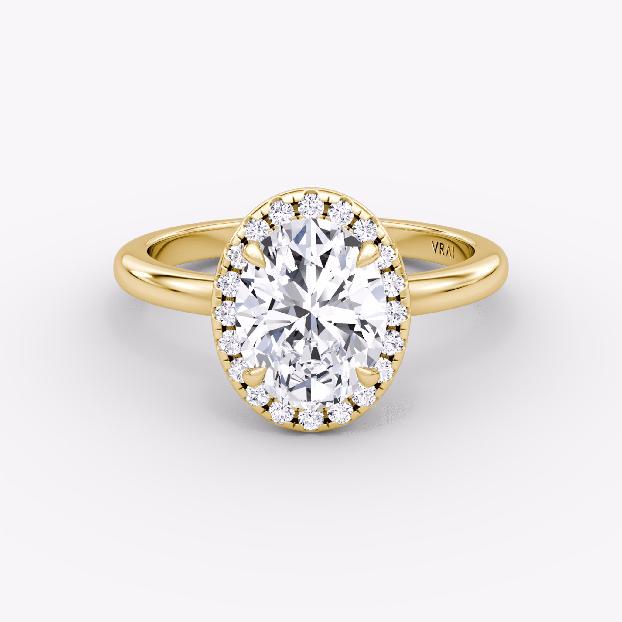 Halo | Oval | 18k | Gelbgold | bandAccent: Ohne Pavé-Besatz | haloSize: original | diamondOrientation: vertical | caratWeight: other