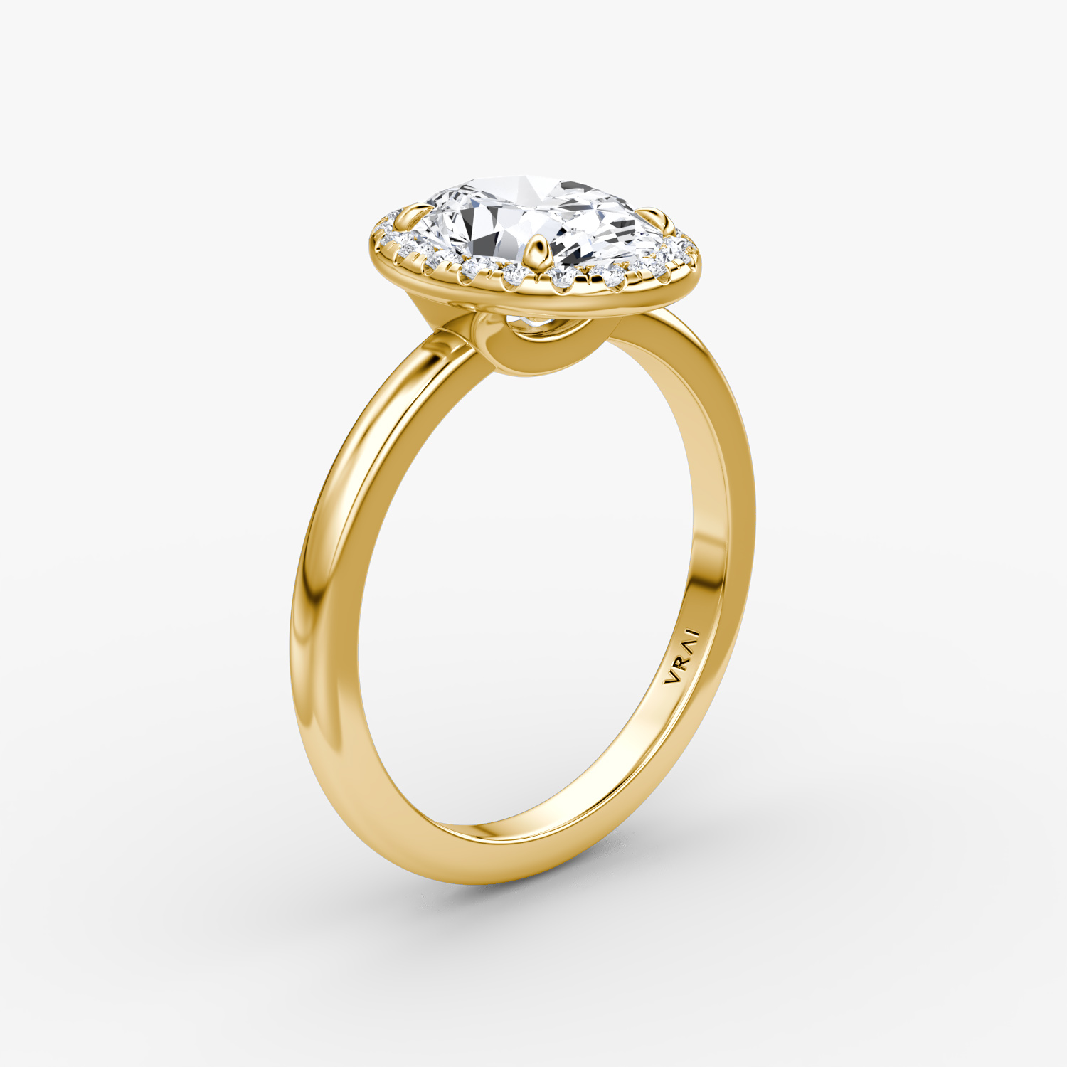 Halo | Oval | 18k | Gelbgold | bandAccent: Ohne Pavé-Besatz | haloSize: original | diamondOrientation: vertical | caratWeight: other