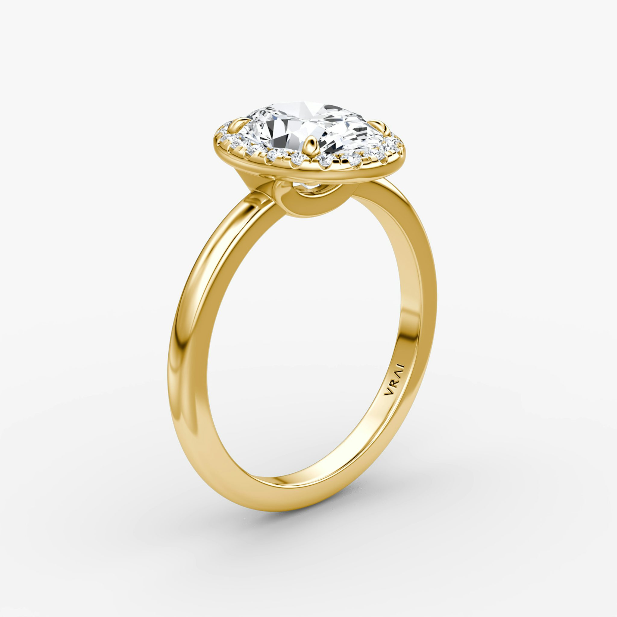 Halo | Oval | 18k | Gelbgold | bandAccent: Ohne Pavé-Besatz | haloSize: original | diamondOrientation: vertical | caratWeight: other