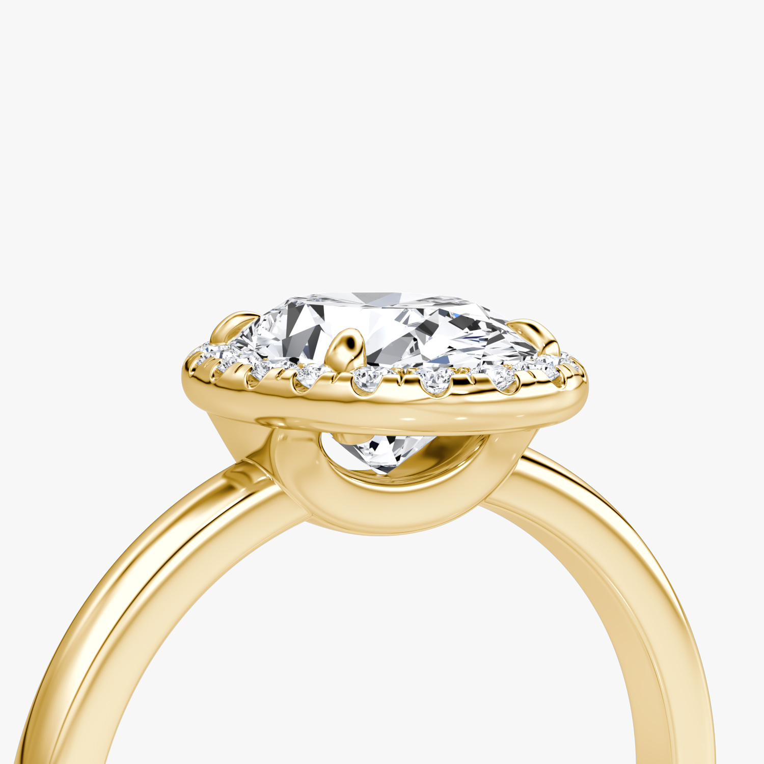 Halo | Oval | 18k | Gelbgold | bandAccent: Ohne Pavé-Besatz | haloSize: original | diamondOrientation: vertical | caratWeight: other