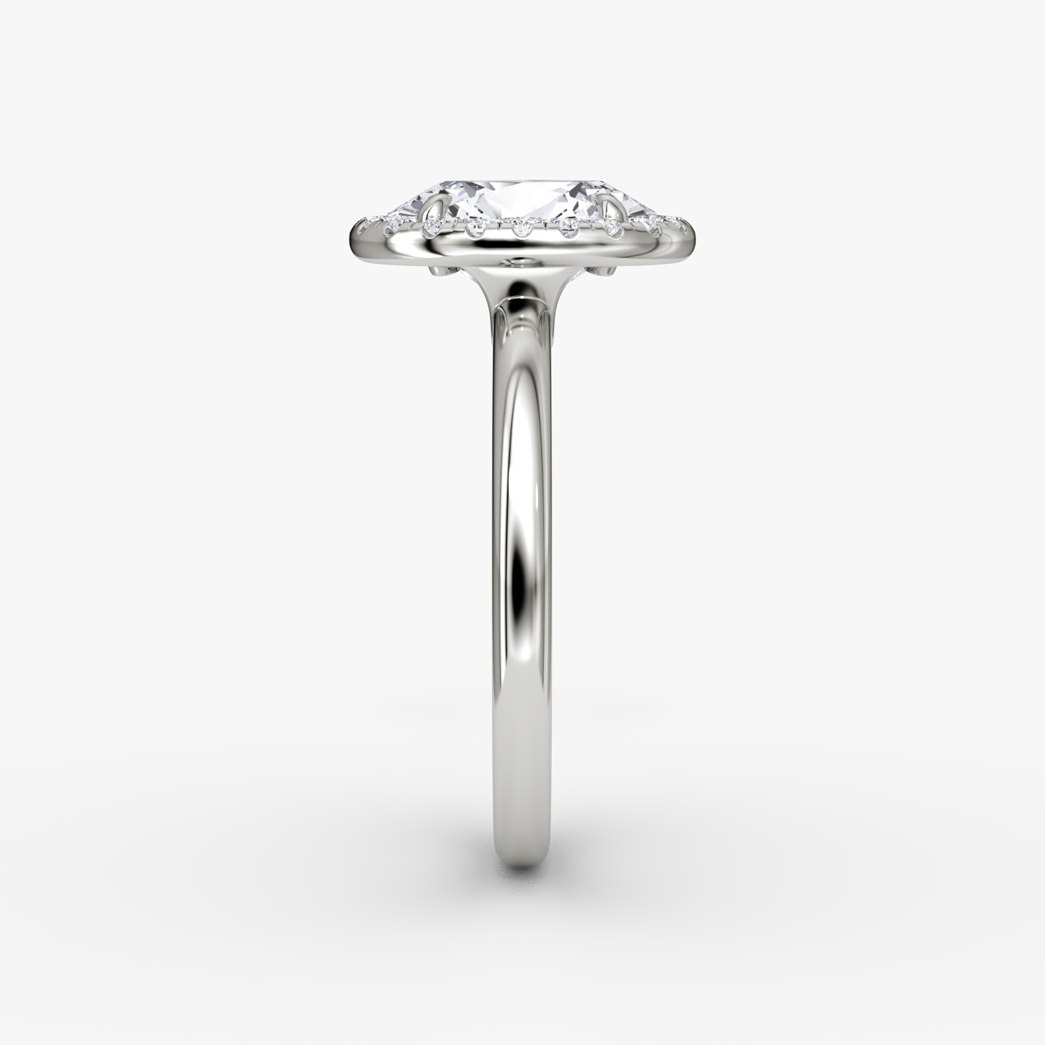 The Halo | Oval | Platinum | bandAccent: Plain | haloSize: original | diamondOrientation: vertical | caratWeight: other