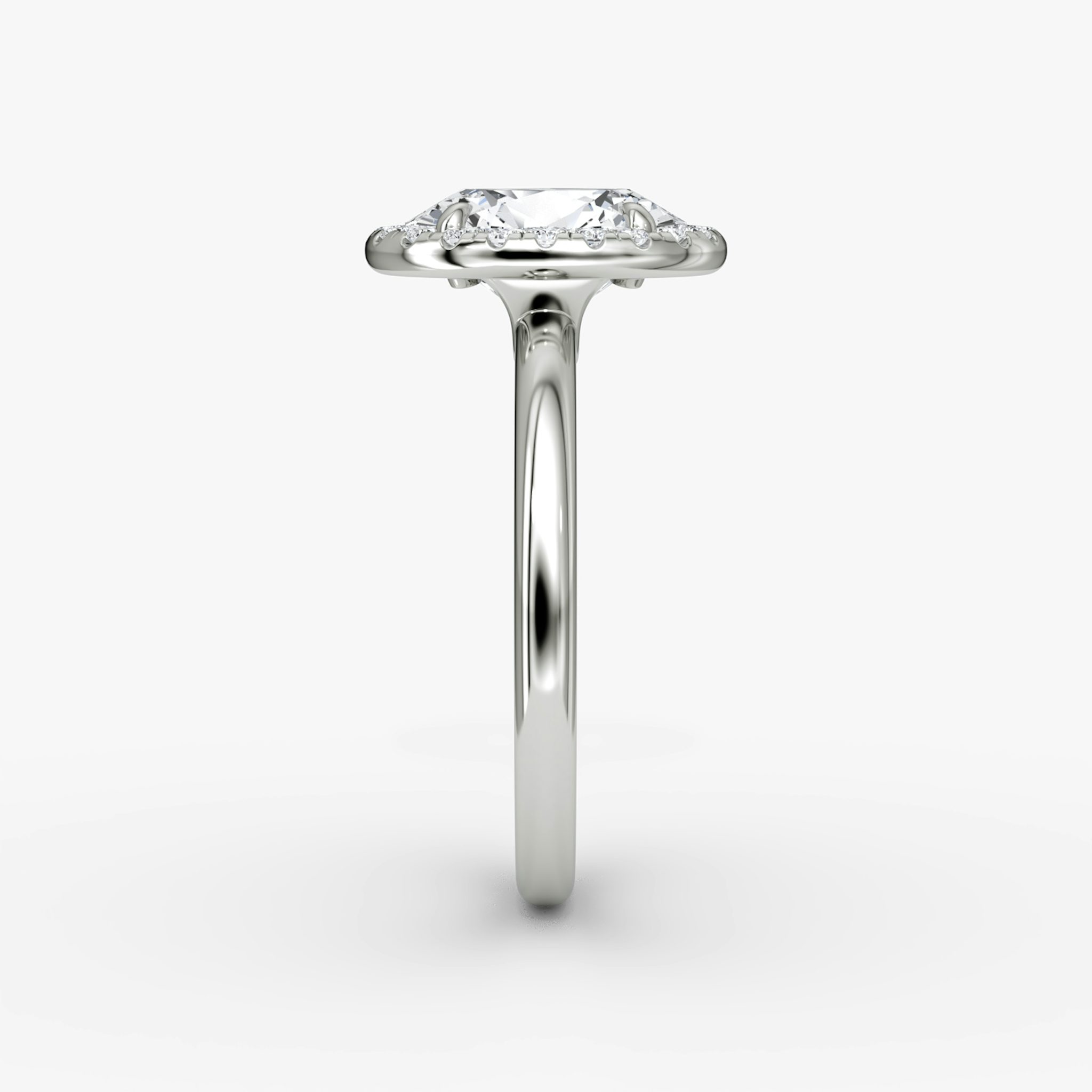 The Halo | Oval | Platinum | bandAccent: Plain | haloSize: original | diamondOrientation: vertical | caratWeight: other