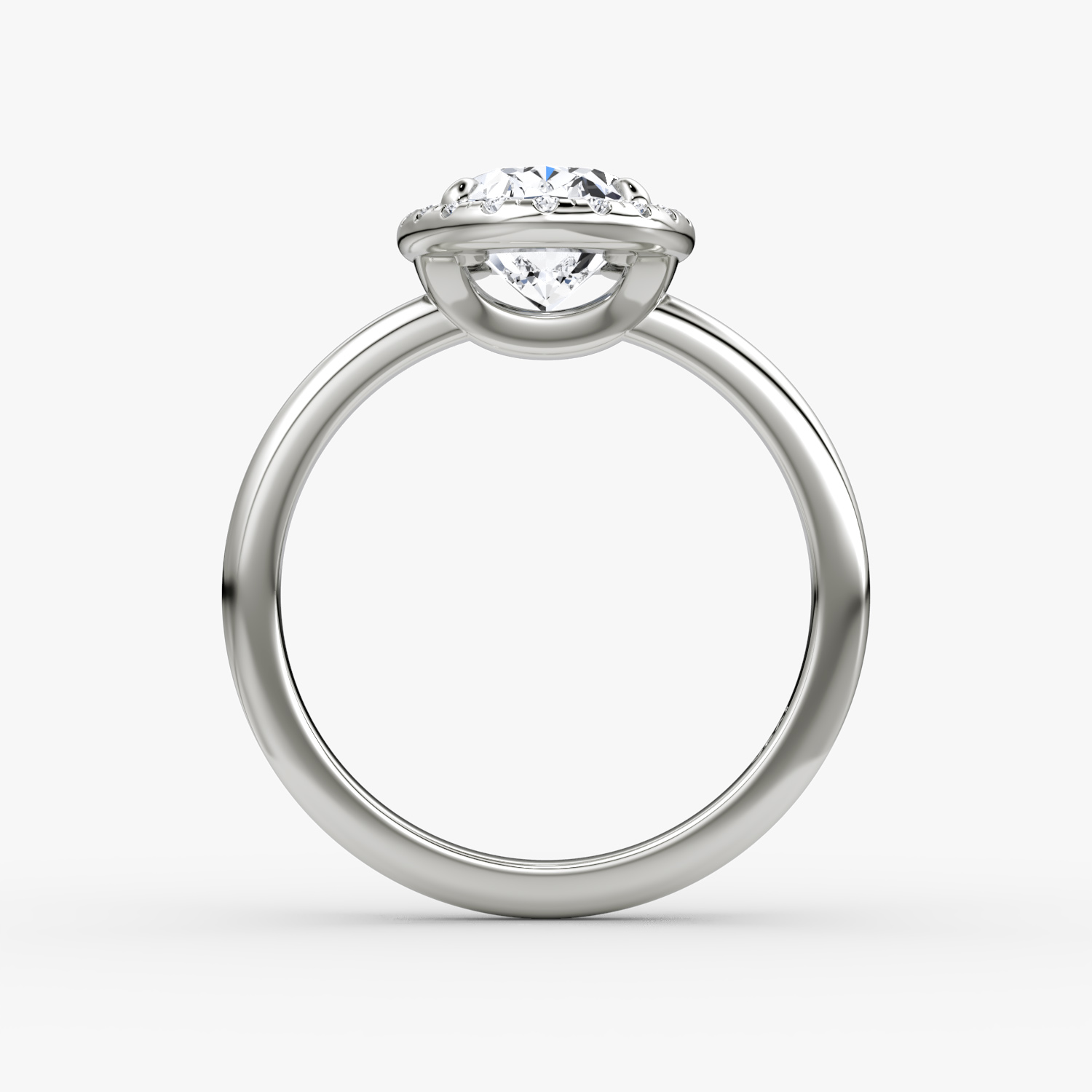 The Halo | Oval | Platinum | bandAccent: Plain | haloSize: original | diamondOrientation: vertical | caratWeight: other