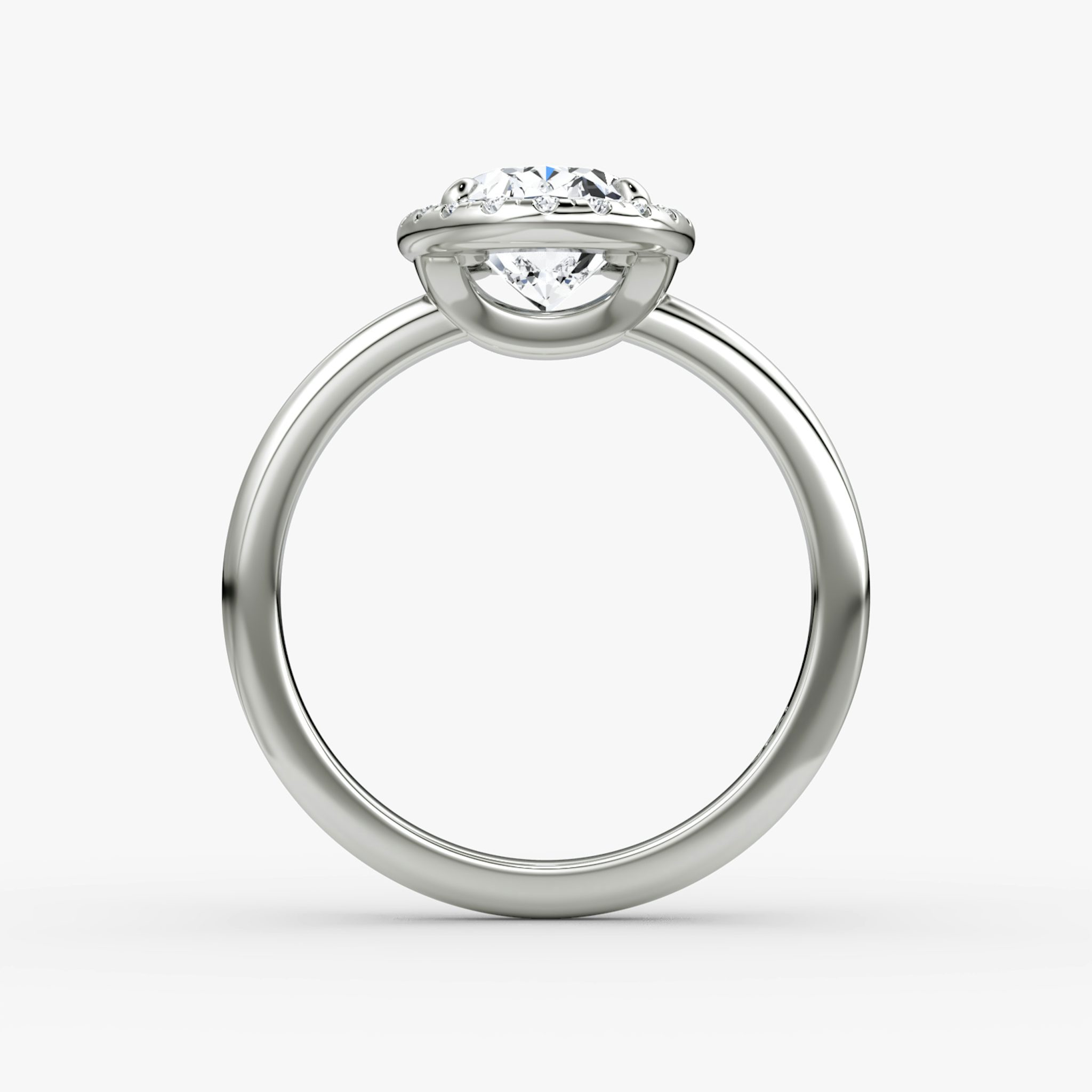 The Halo | Oval | Platinum | bandAccent: Plain | haloSize: original | diamondOrientation: vertical | caratWeight: other