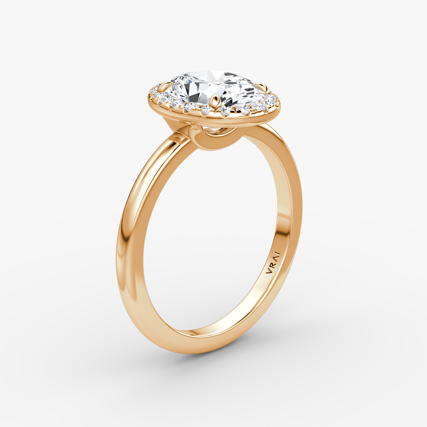 The Halo | Oval | 14k | Rose Gold | bandAccent: Plain | haloSize: original | diamondOrientation: vertical | caratWeight: other