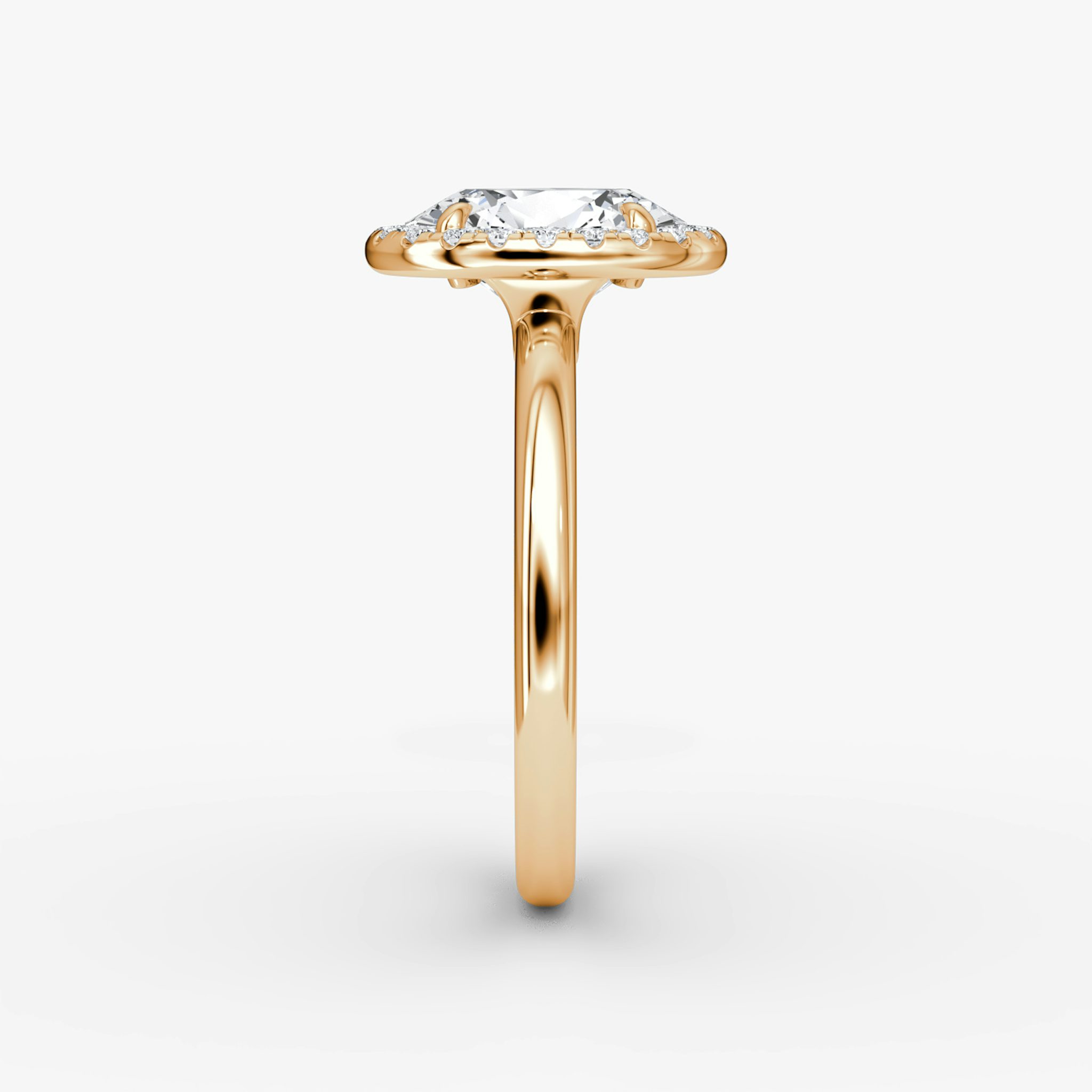 The Halo | Oval | 14k | Rose Gold | bandAccent: Plain | haloSize: original | diamondOrientation: vertical | caratWeight: other