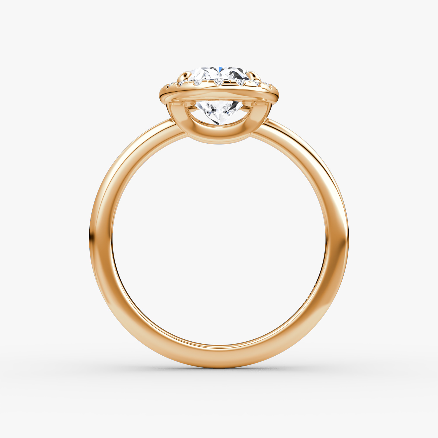 The Halo | Oval | 14k | Rose Gold | bandAccent: Plain | haloSize: original | diamondOrientation: vertical | caratWeight: other