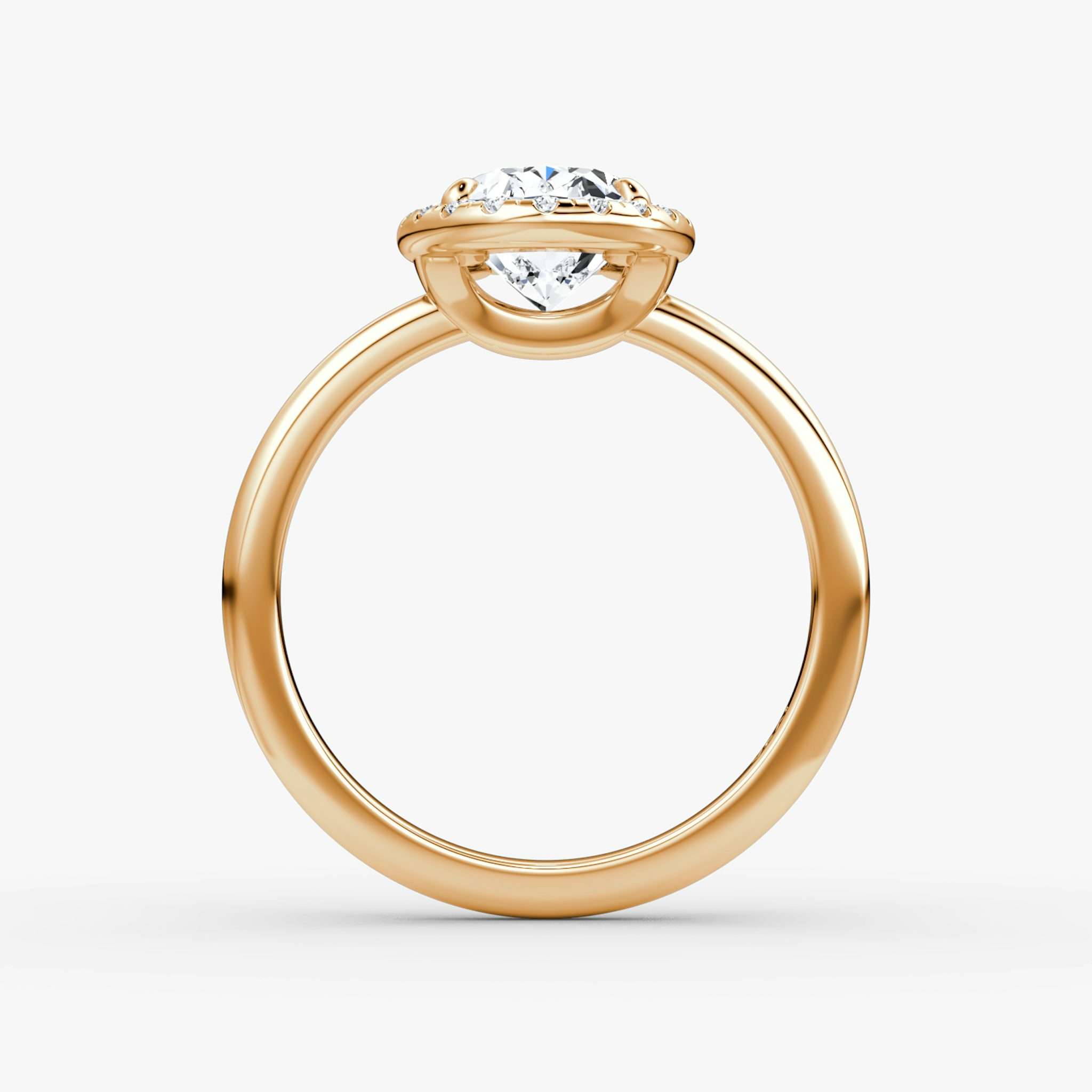 The Halo | Oval | 14k | Rose Gold | bandAccent: Plain | haloSize: original | diamondOrientation: vertical | caratWeight: other