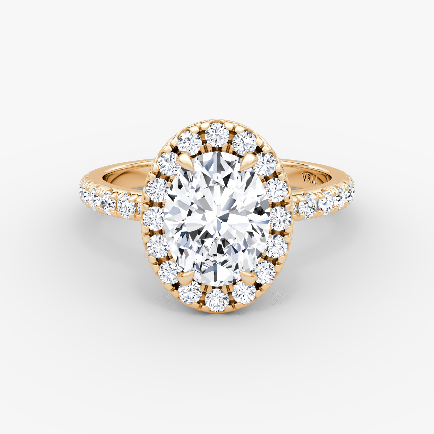 Halo | Oval | 14k | Roségold | bandAccent: Mit Pavé-Besatz | haloSize: large | diamondOrientation: vertical | caratWeight: other